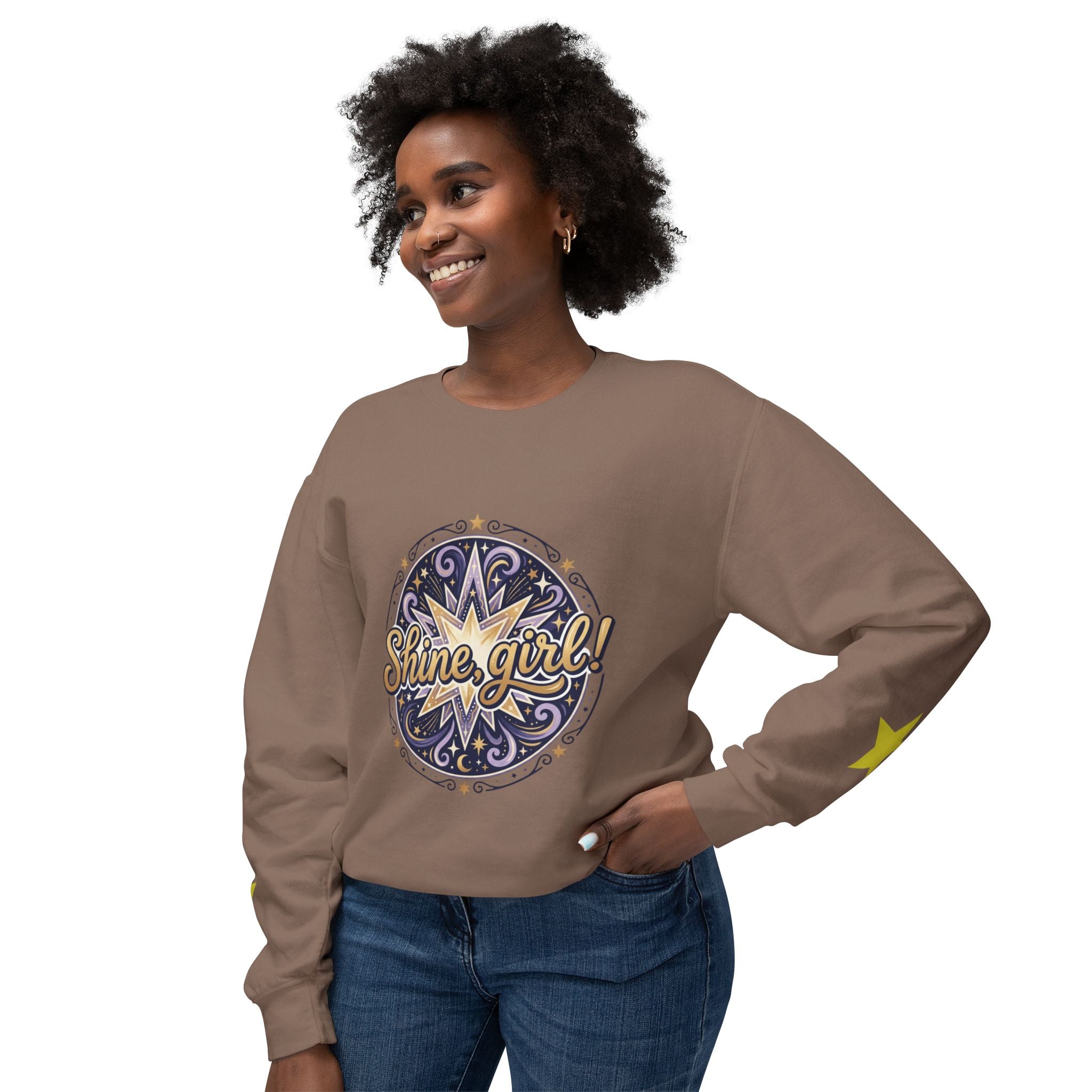 Shine Girl Crewneck Sweatshirt — Retro Star Graphic