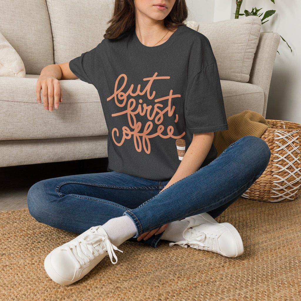 But First Coffee T‑Shirt — 'But First, Coffee' Script Tee for Coffee Lovers