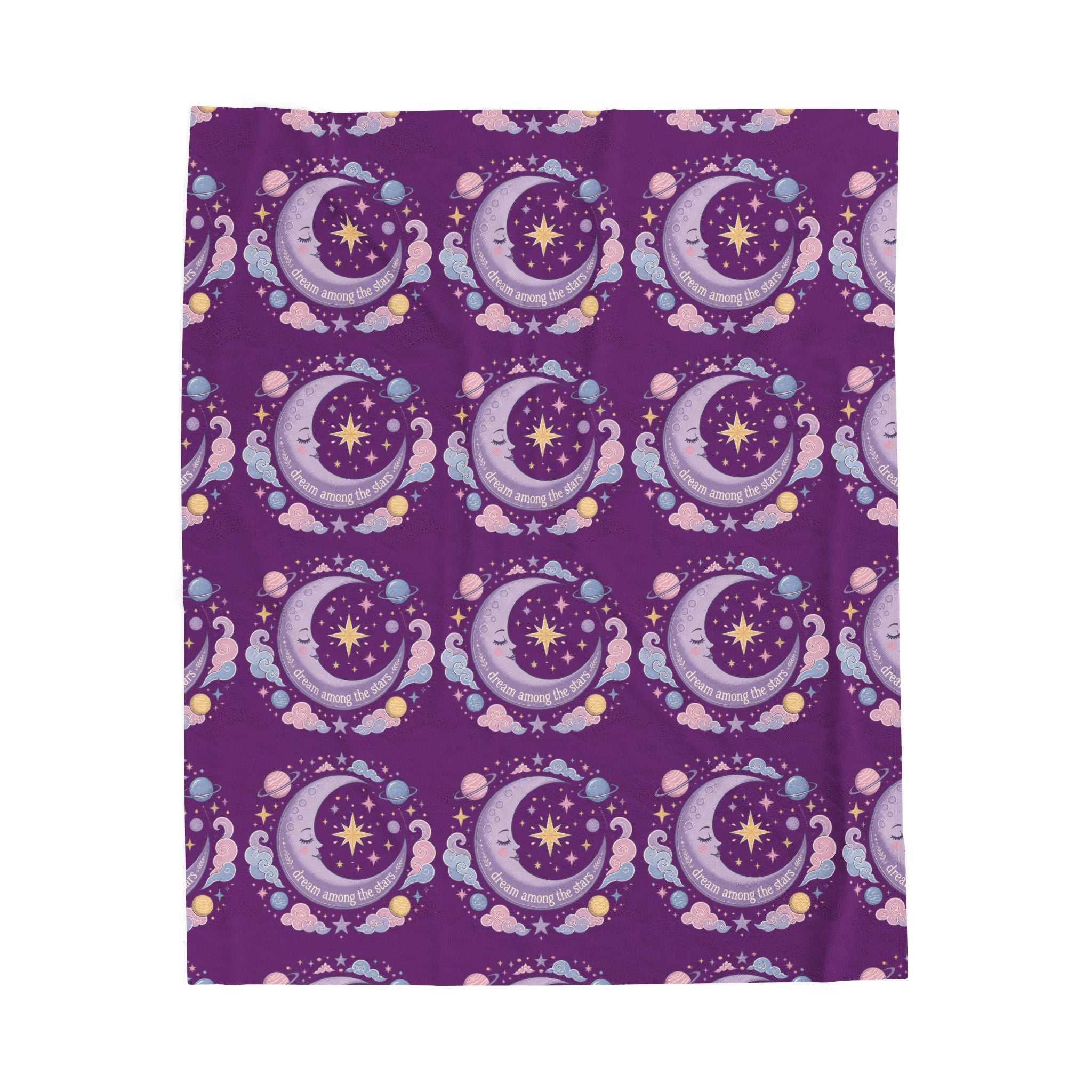 Plush Blanket — Pastel Moon & Stars Velveteen Throw