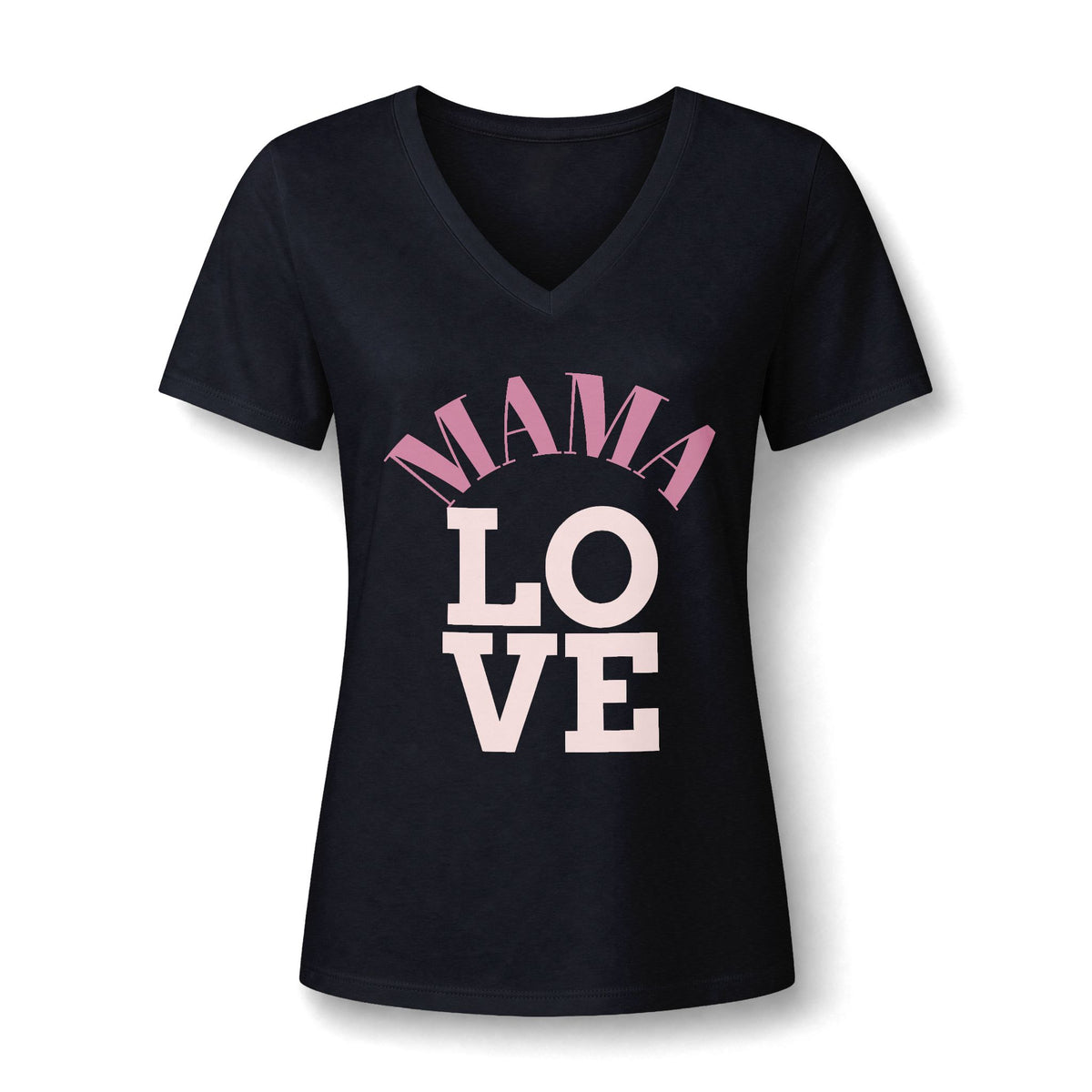 Mama Love V-Neck Tee — Women's Mother's Day Floral Typography Shirt