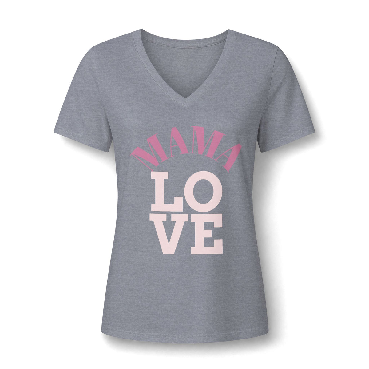 Mama Love V-Neck Tee — Women's Mother's Day Floral Typography Shirt