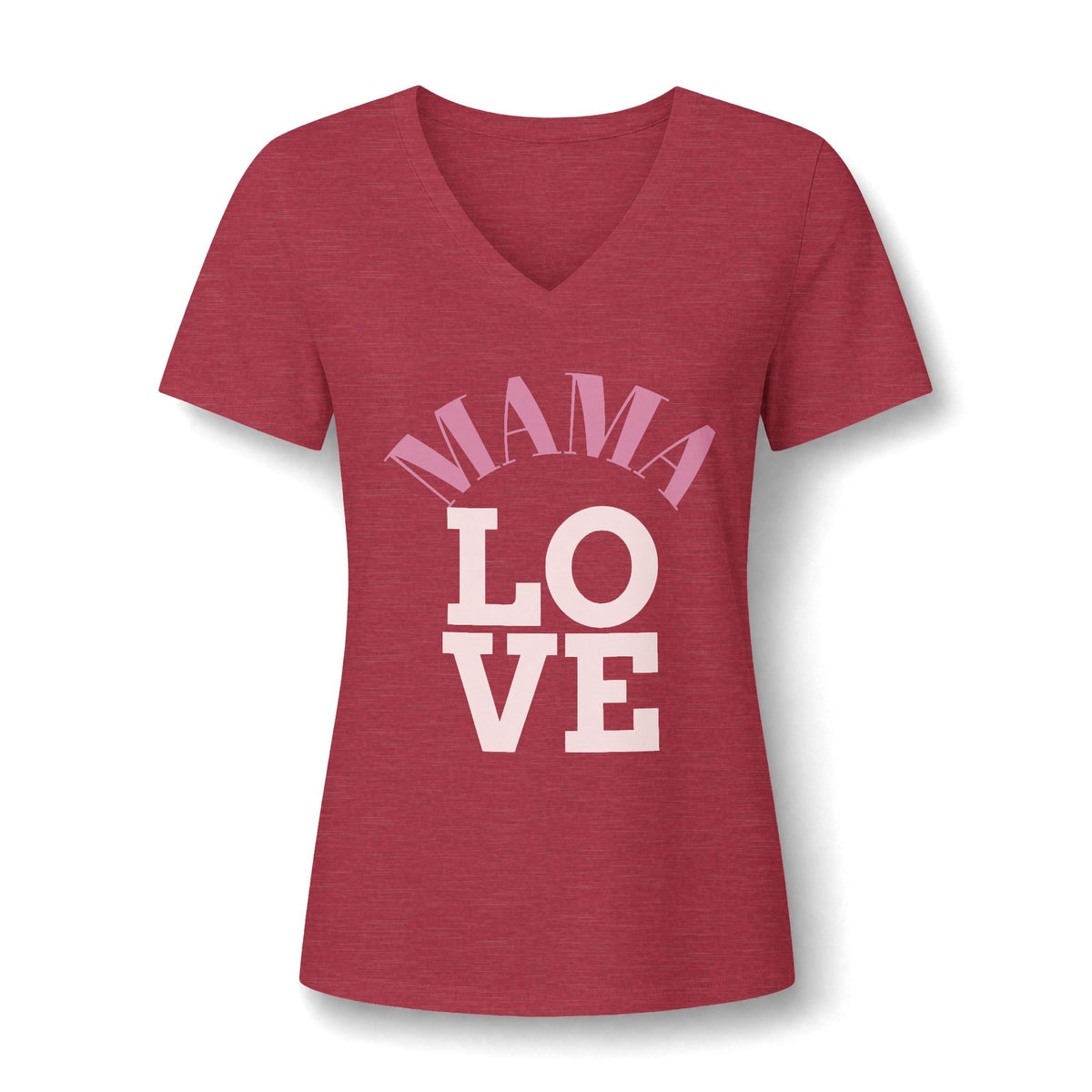 Mama Love V-Neck Tee — Women's Mother's Day Floral Typography Shirt