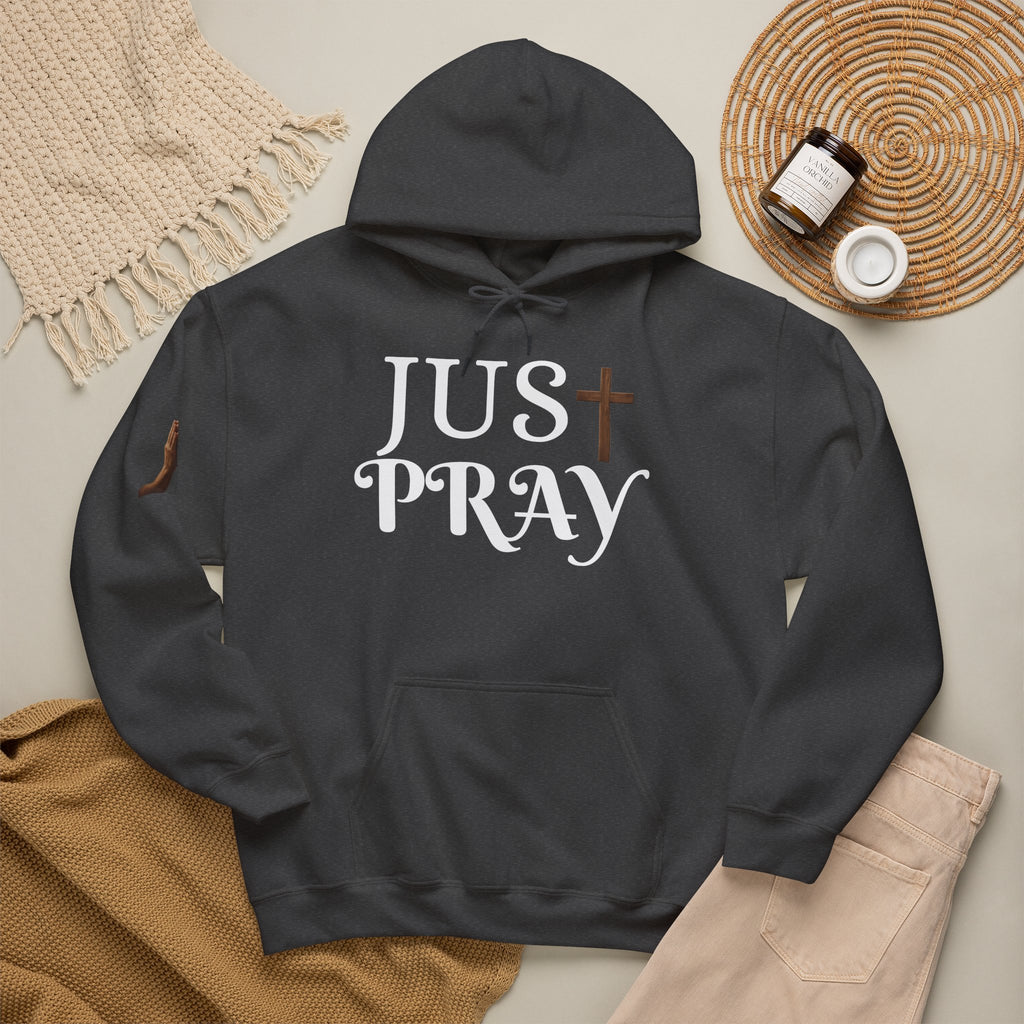 Just Pray Hoodie — Christian Faith Hoodie with Cross & Praying Hands