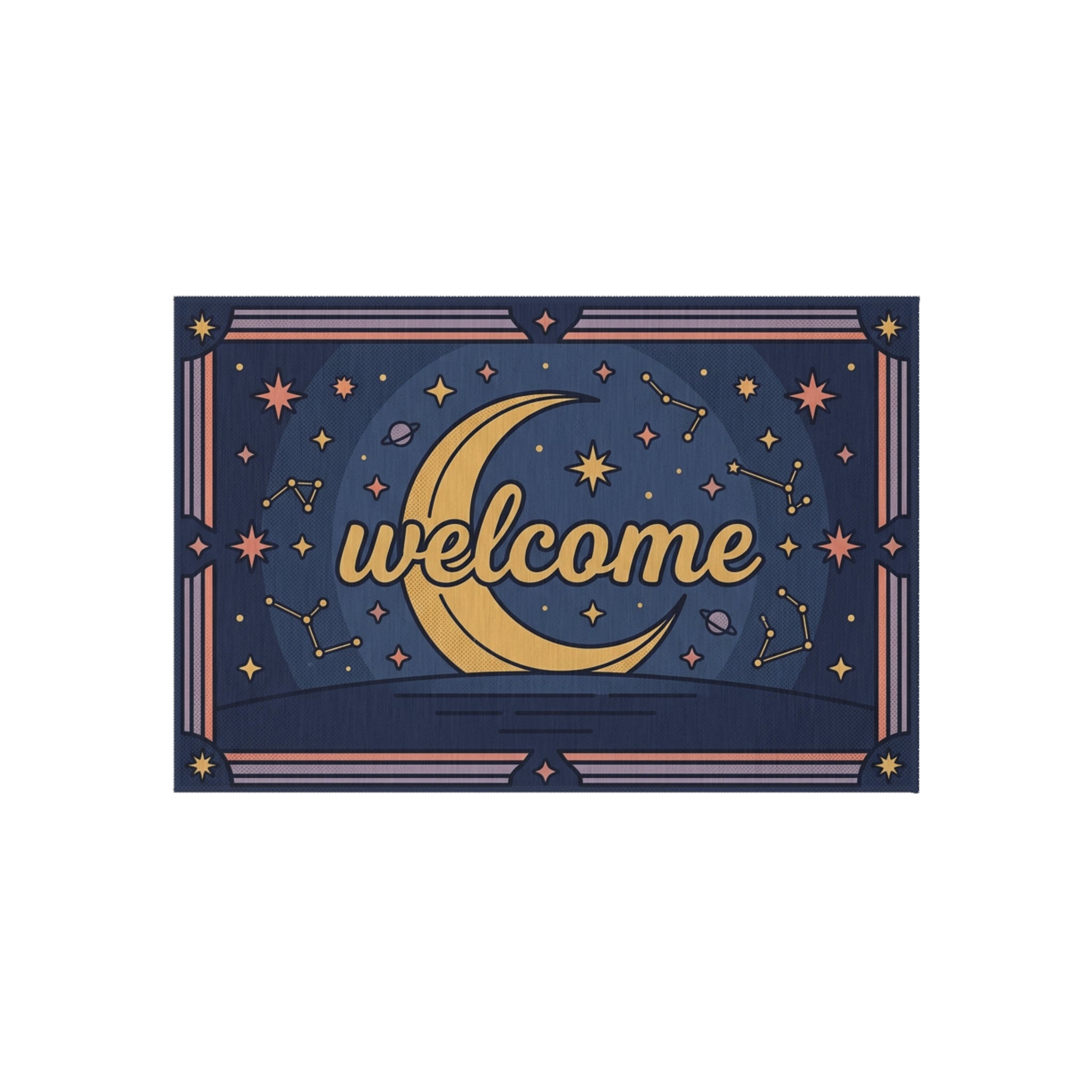 Crescent Moon Welcome Outdoor Rug | Star Constellation Doormat
