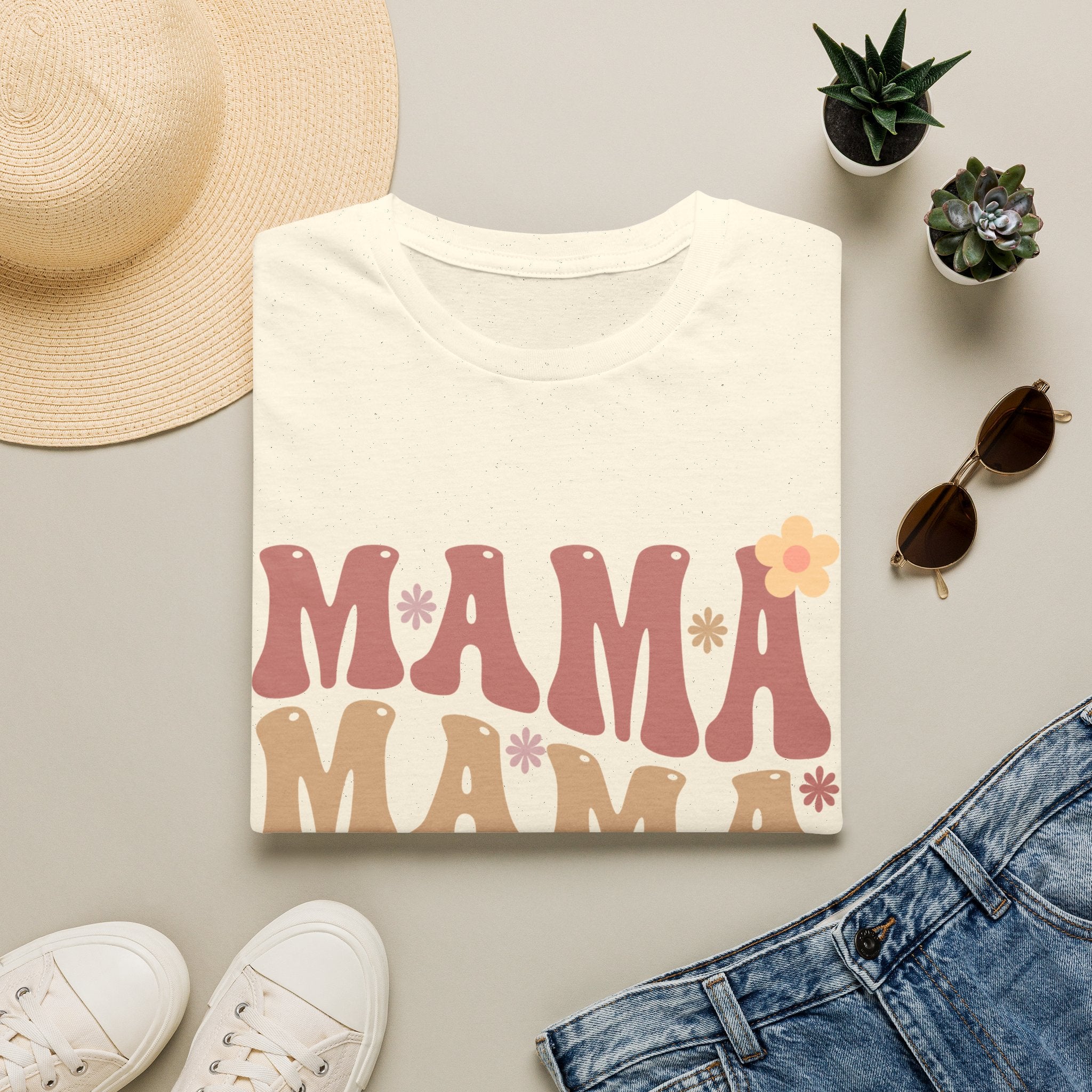 Mama Retro Floral Tee — ’MAMA’ Graphic Women’s T-Shirt