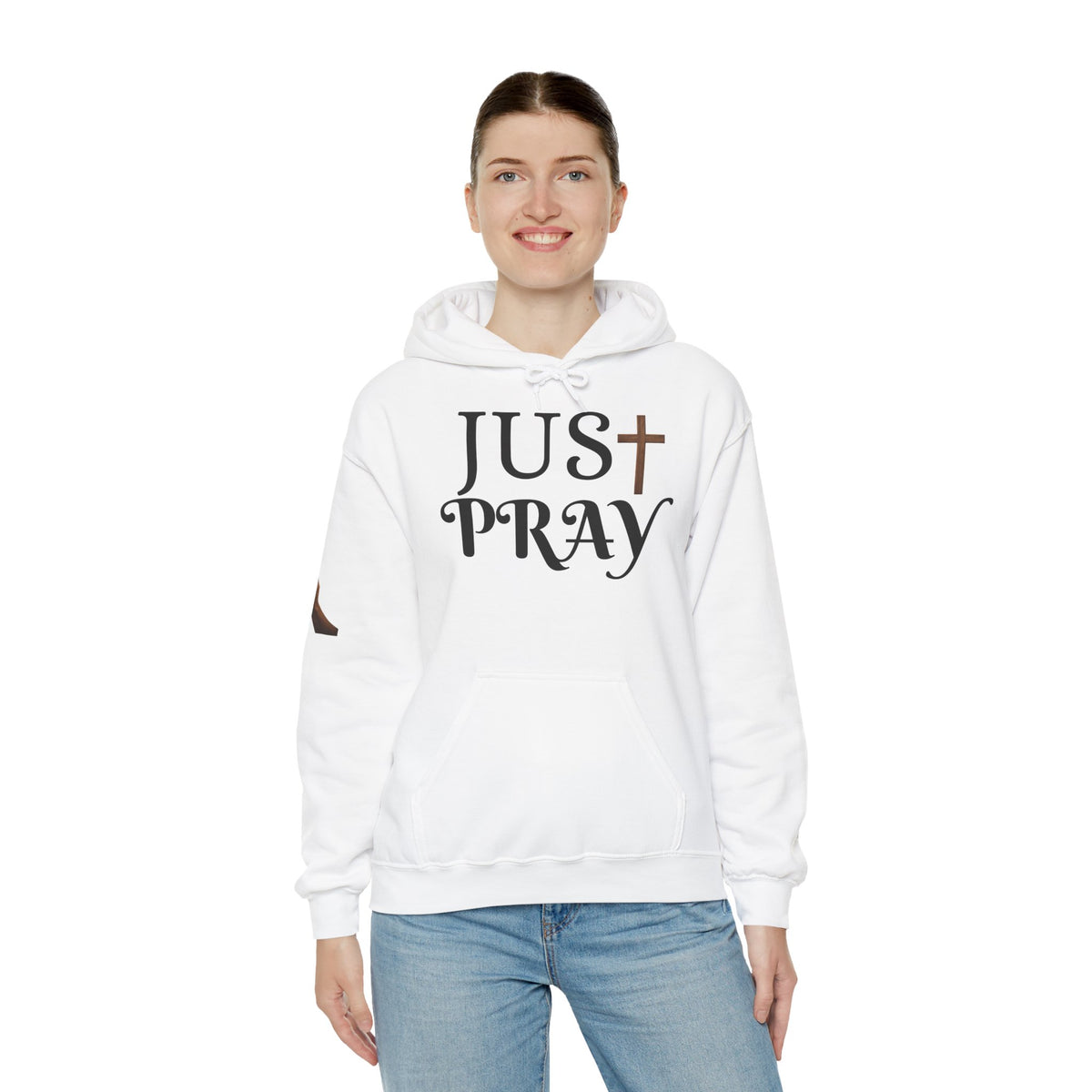 Just Pray Hoodie — Christian Faith Hoodie with Cross & Praying Hands