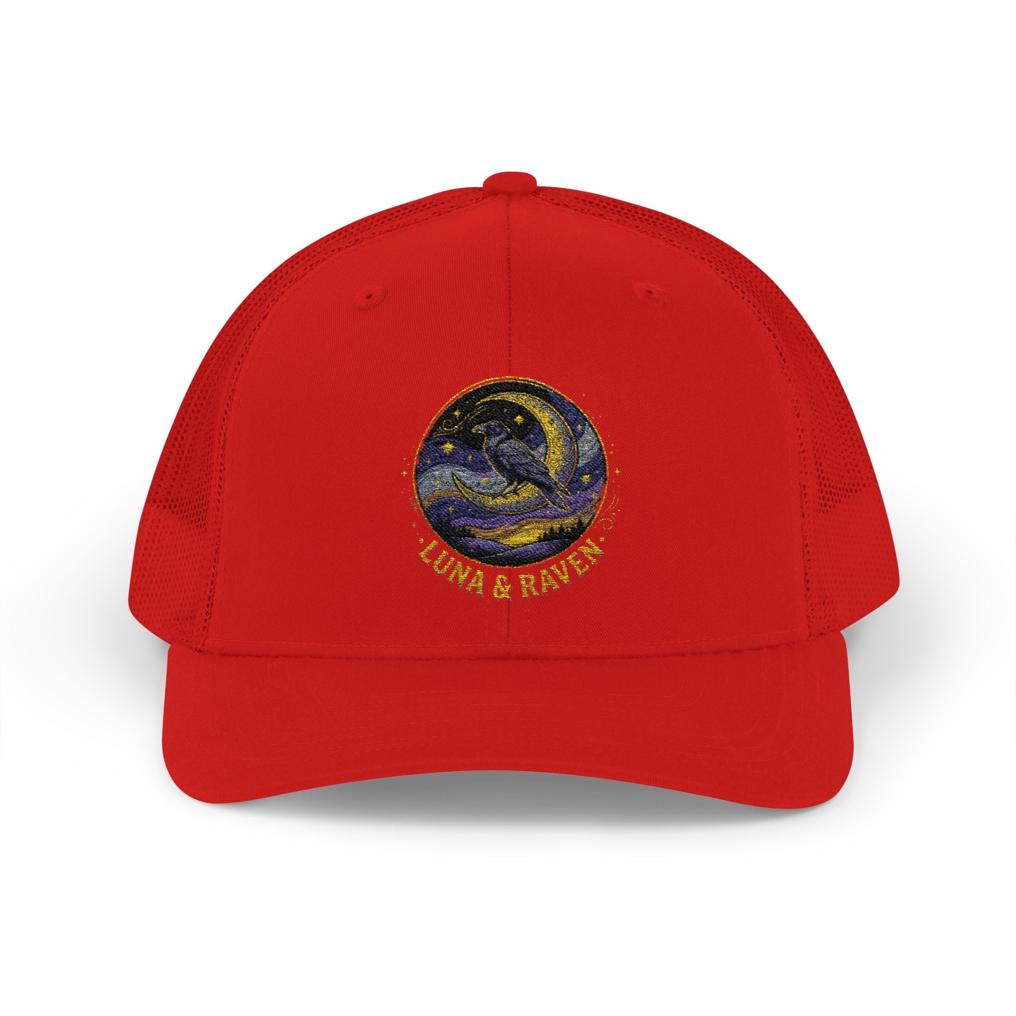 Luna & Raven Trucker Cap — Starry Night Embroidered Snapback