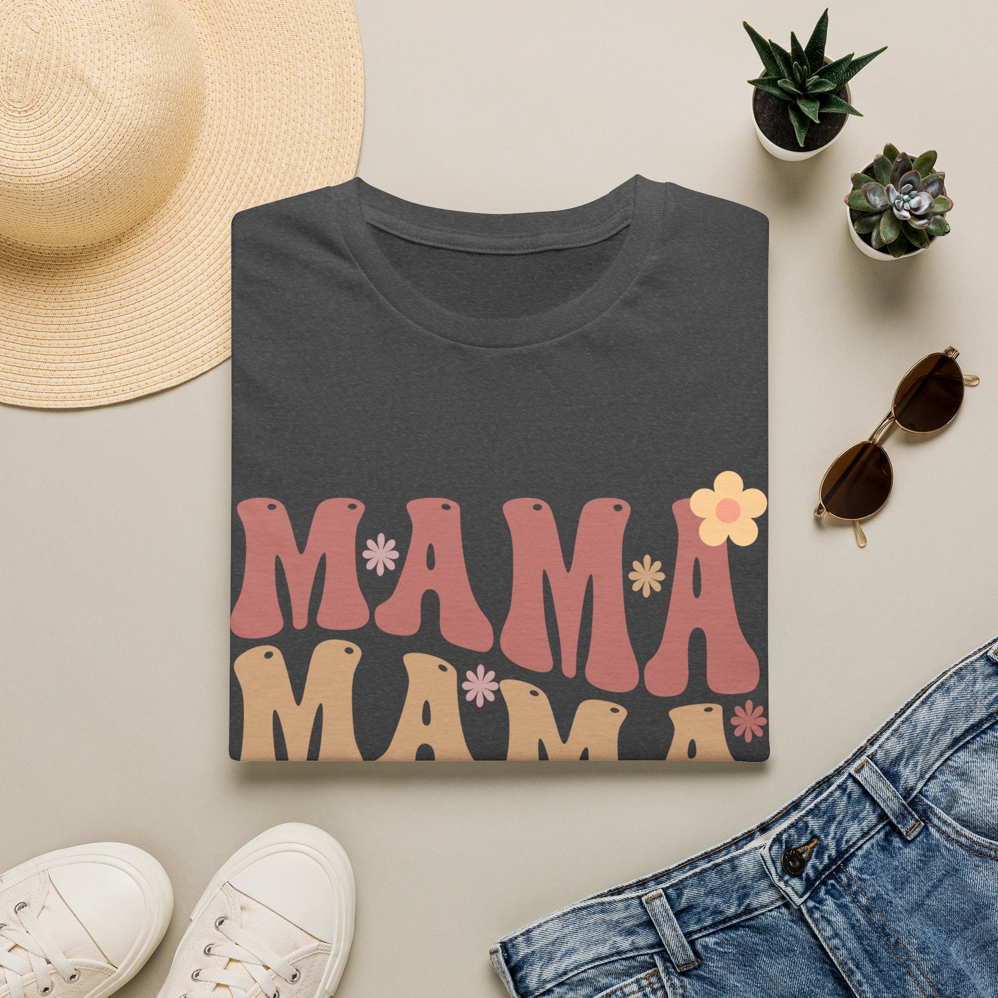Mama Retro Floral Tee — ’MAMA’ Graphic Women’s T-Shirt