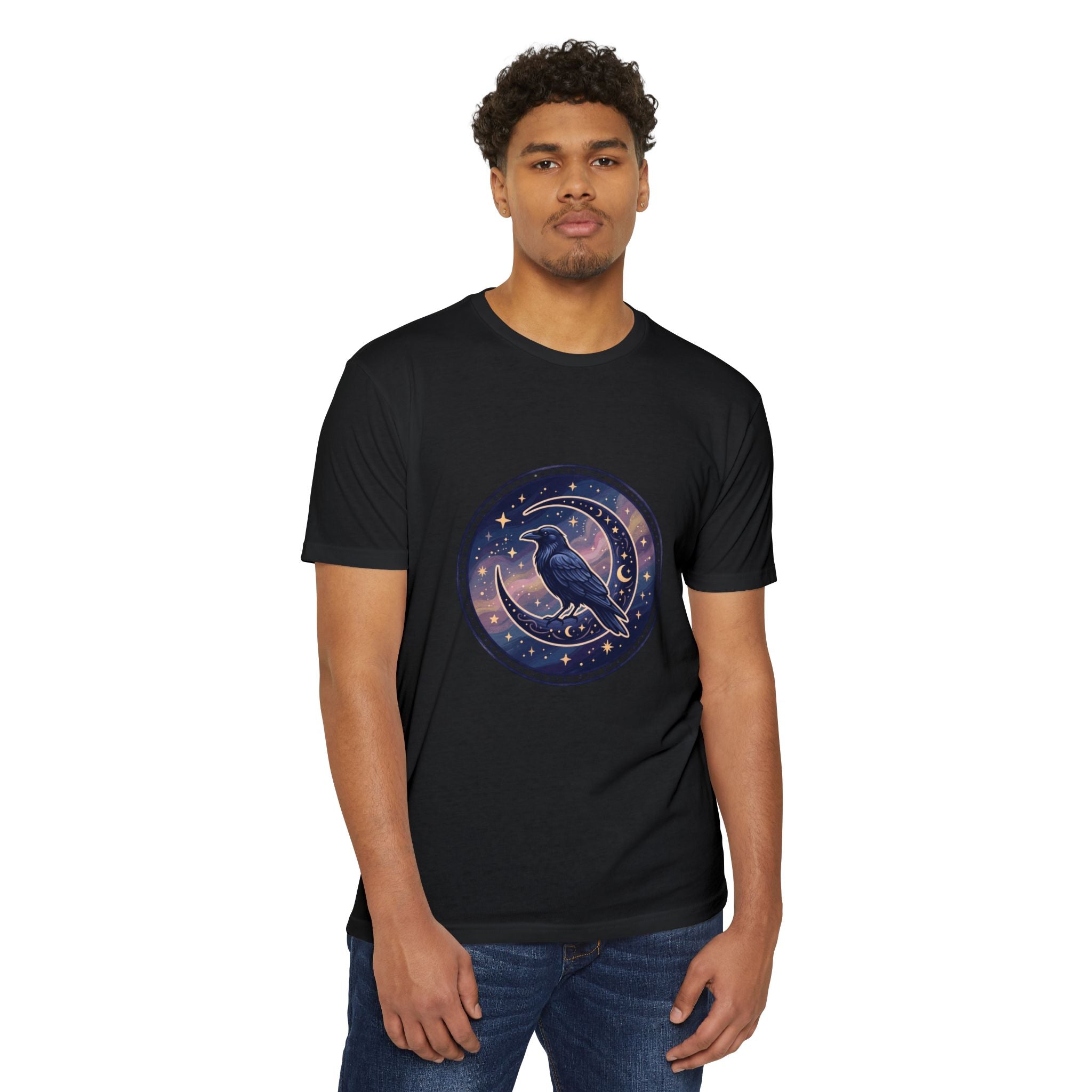 Mystic Raven Moon T-Shirt — Celestial Crow Graphic Tee