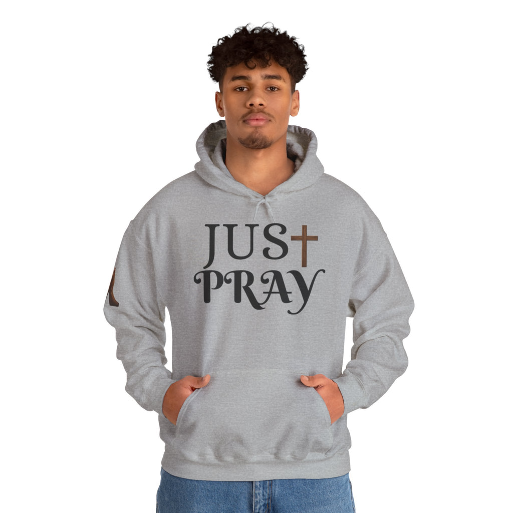 Just Pray Hoodie — Christian Faith Hoodie with Cross & Praying Hands