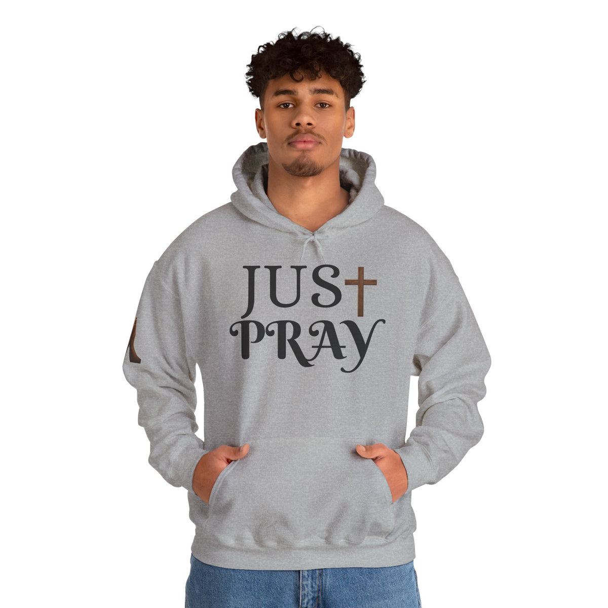 Just Pray Hoodie — Christian Faith Hoodie with Cross & Praying Hands