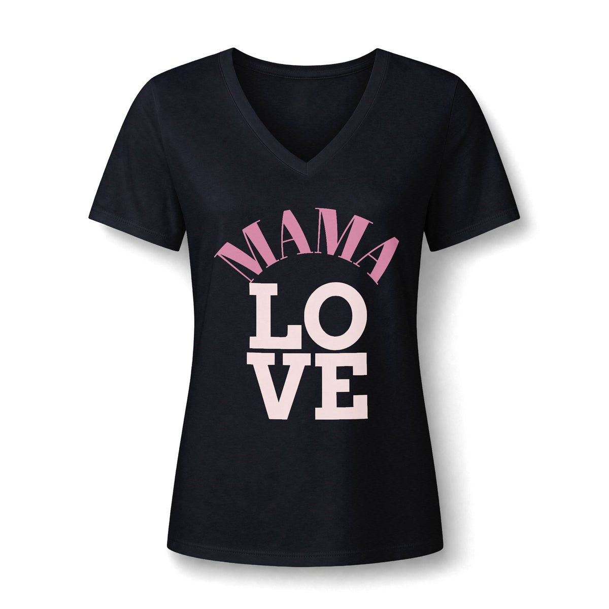Mama Love V-Neck Tee — Women's Mother's Day Floral Typography Shirt
