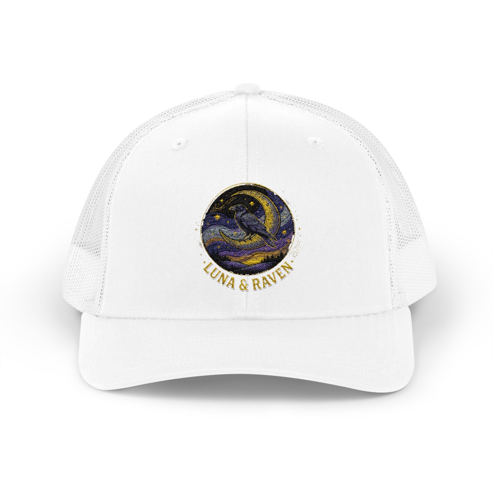 Luna & Raven Trucker Cap — Starry Night Embroidered Snapback