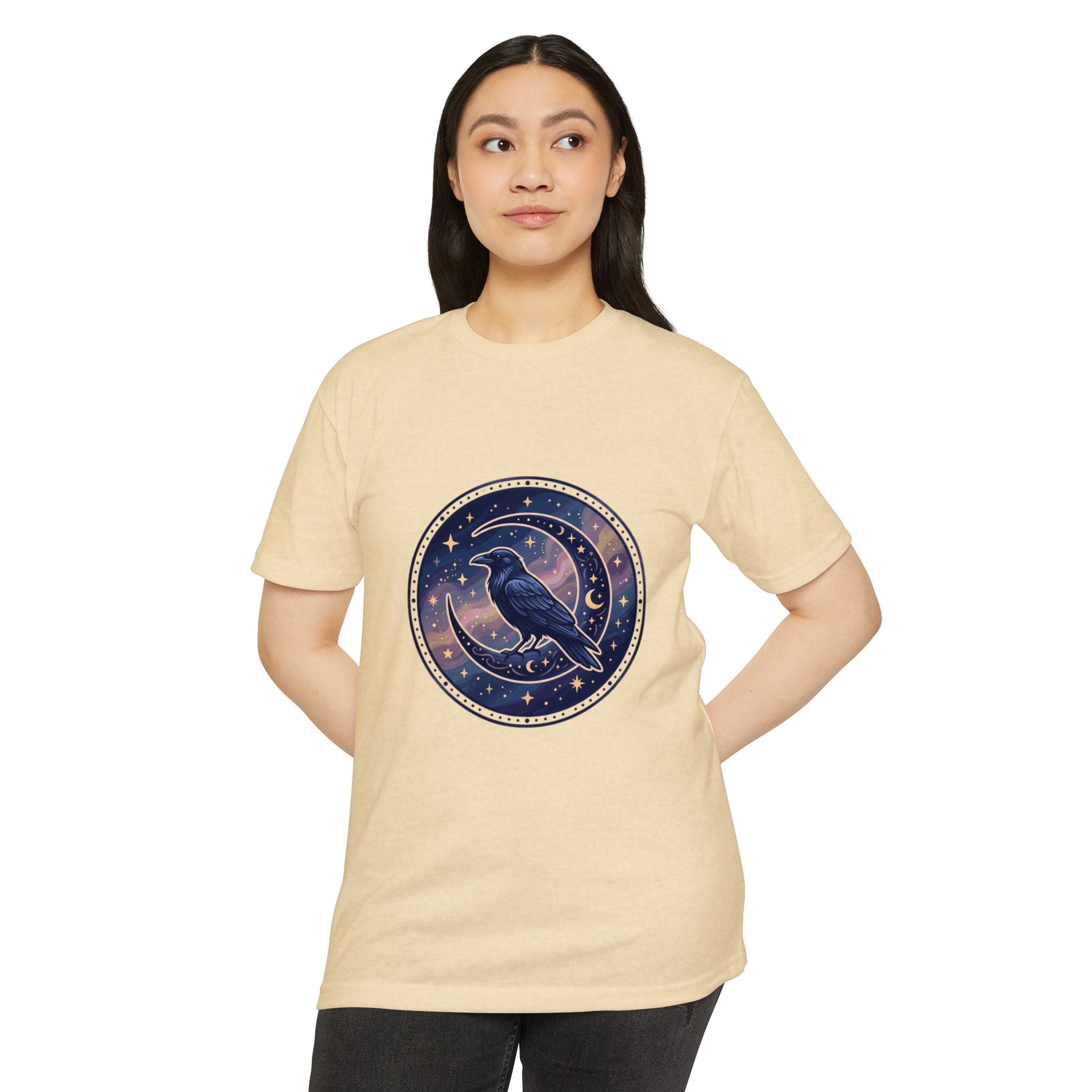 Mystic Raven Moon T-Shirt — Celestial Crow Graphic Tee