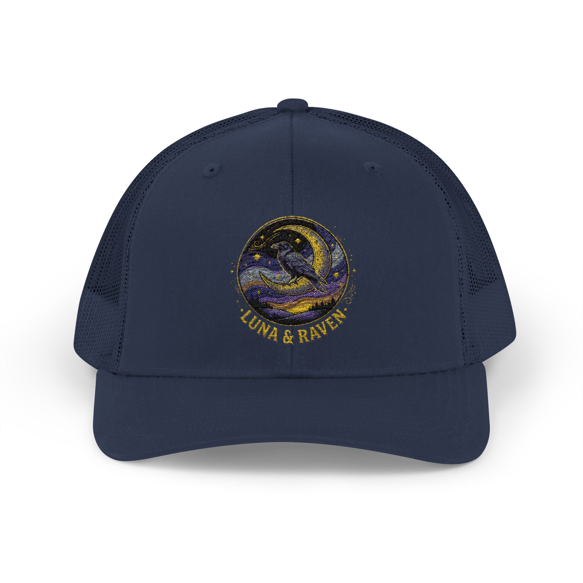 Luna & Raven Trucker Cap — Starry Night Embroidered Snapback