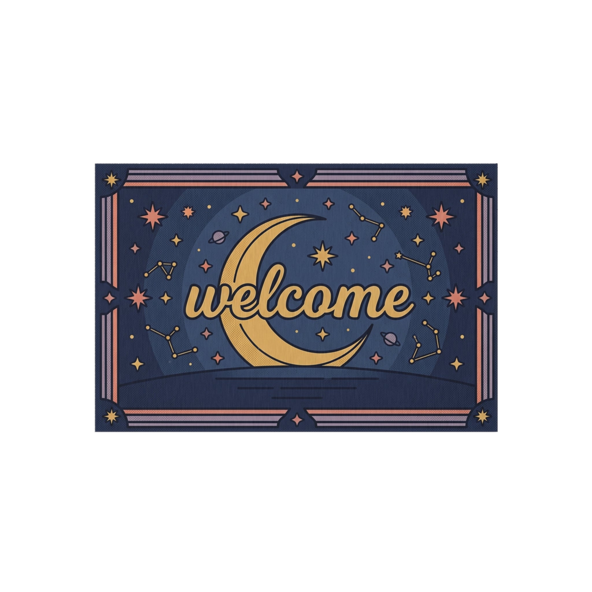 Crescent Moon Welcome Outdoor Rug | Star Constellation Doormat