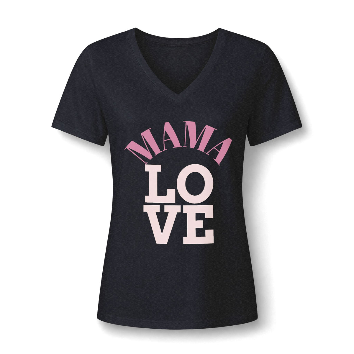 Mama Love V-Neck Tee — Women's Mother's Day Floral Typography Shirt