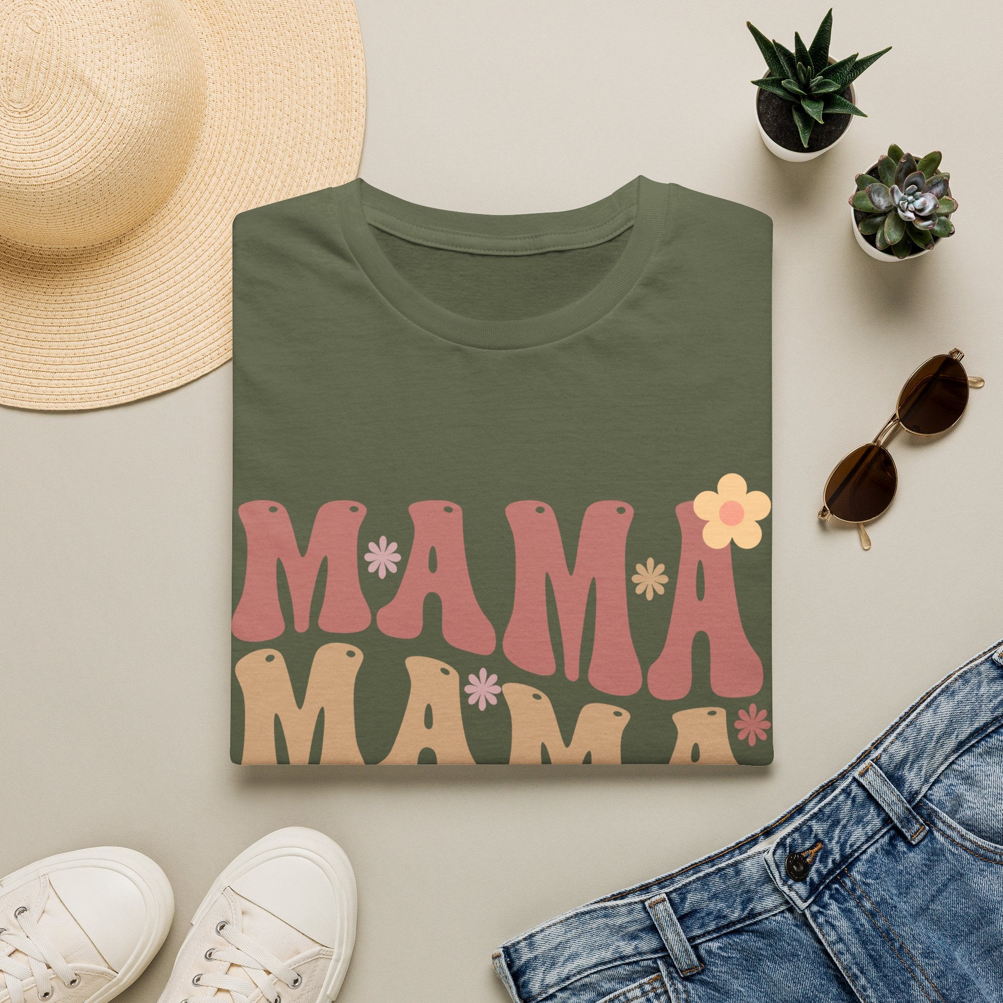Mama Retro Floral Tee — ’MAMA’ Graphic Women’s T-Shirt
