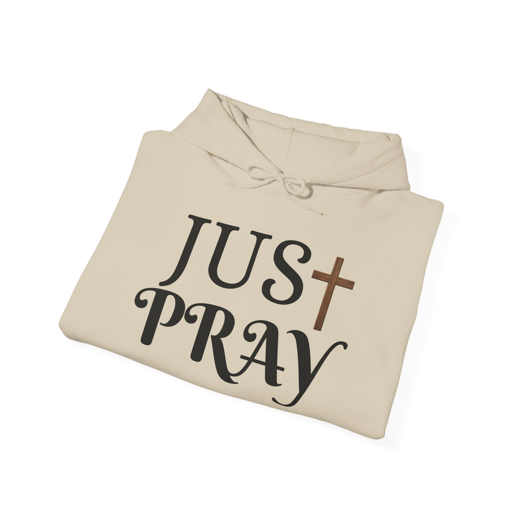 Just Pray Hoodie — Christian Faith Hoodie with Cross & Praying Hands