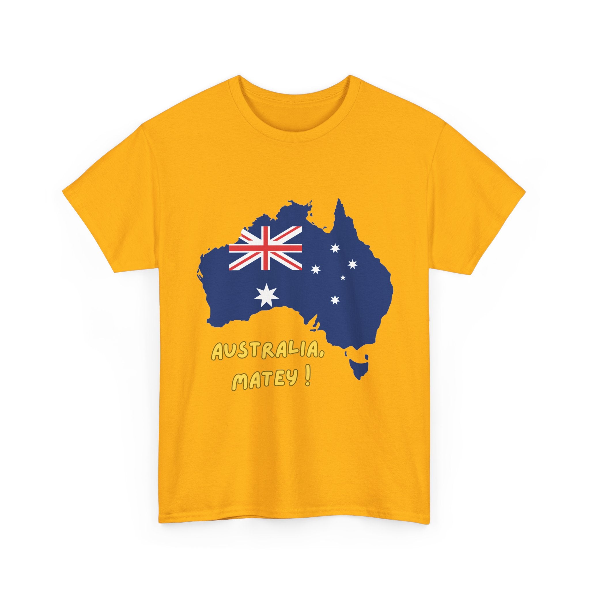 Australia Map Flag T‑Shirt – 'Australia Matey!' Patriotic Aussie Tee for Australia Day & Travel