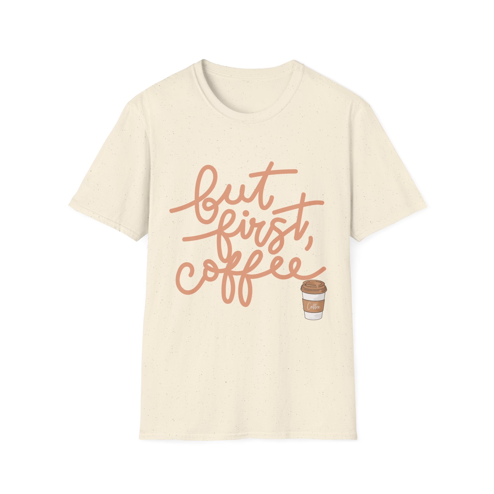 But First Coffee T‑Shirt — 'But First, Coffee' Script Tee for Coffee Lovers