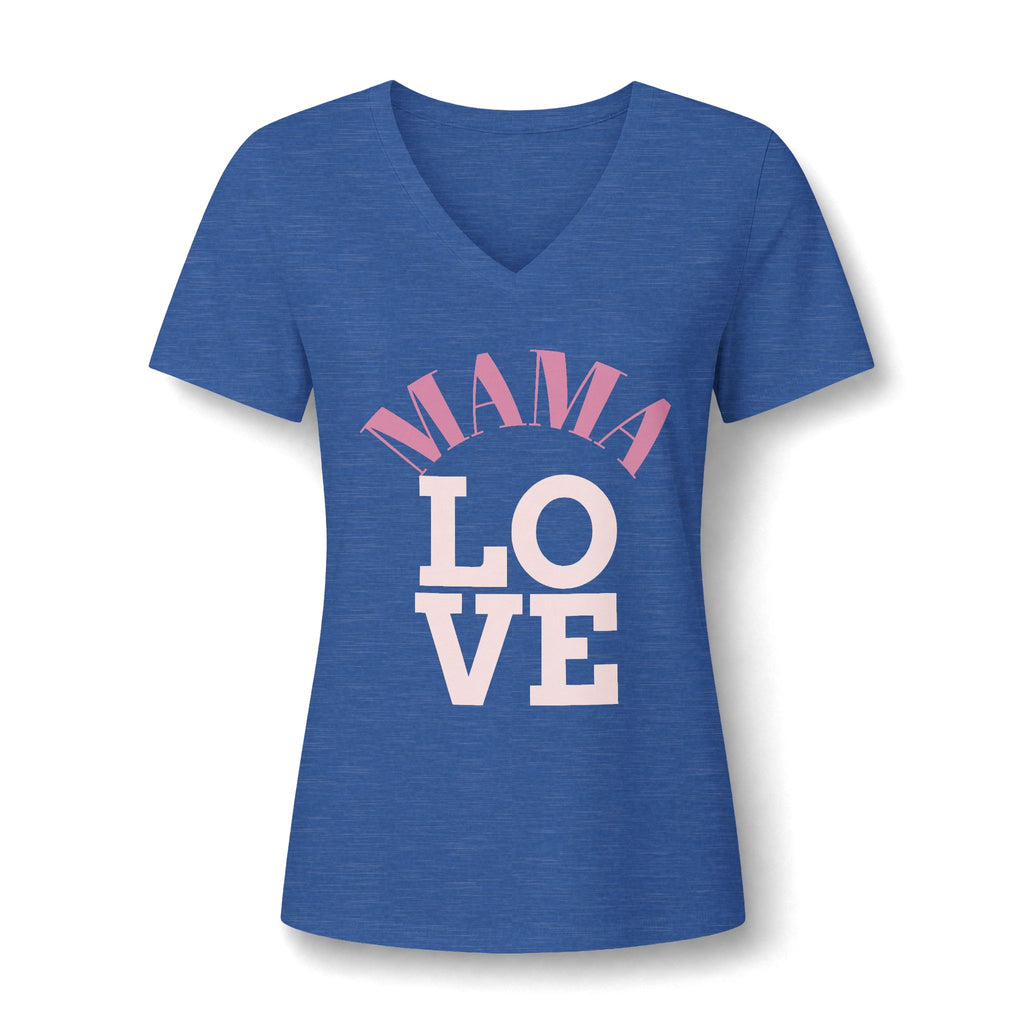 Mama Love V-Neck Tee — Women's Mother's Day Floral Typography Shirt