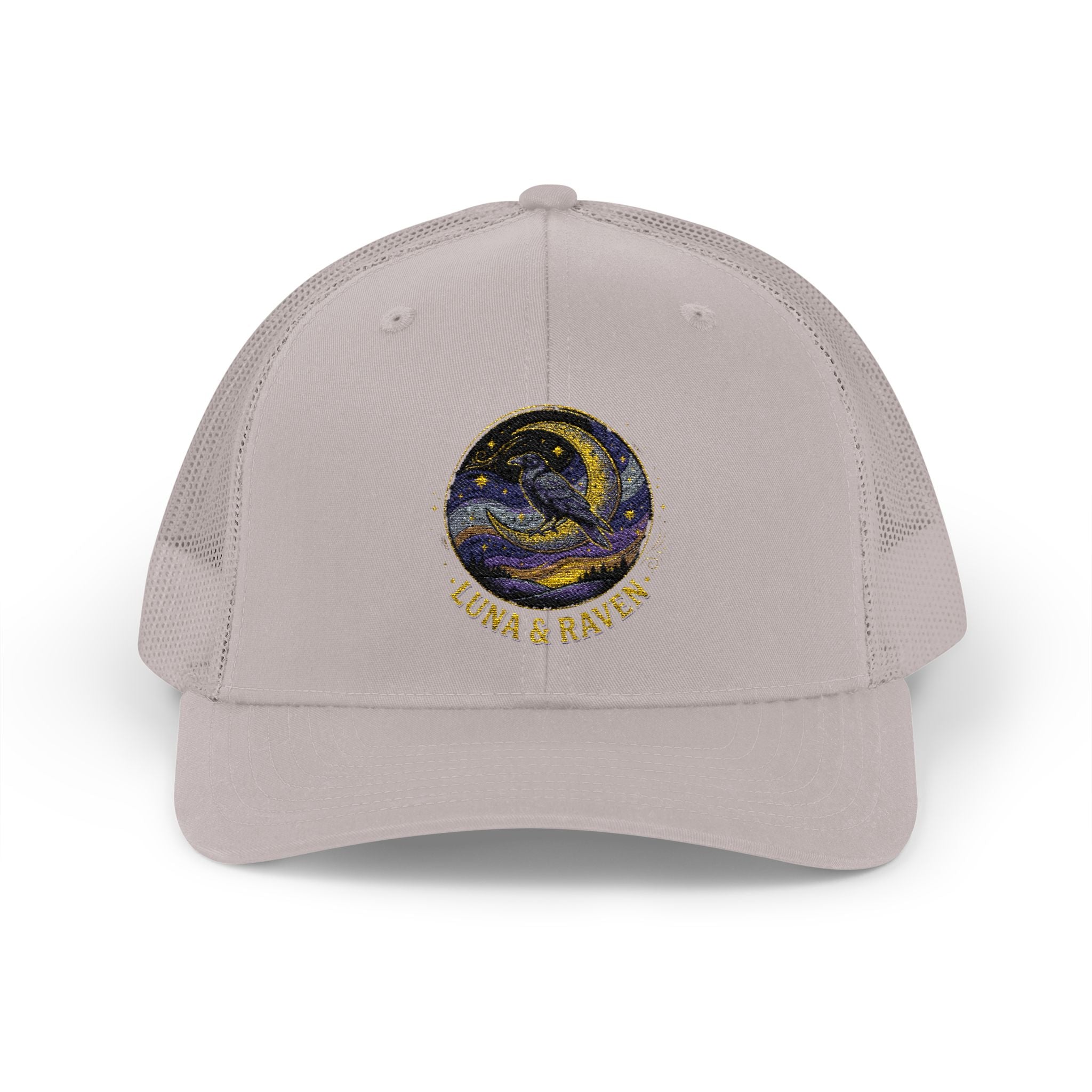 Luna & Raven Trucker Cap — Starry Night Embroidered Snapback