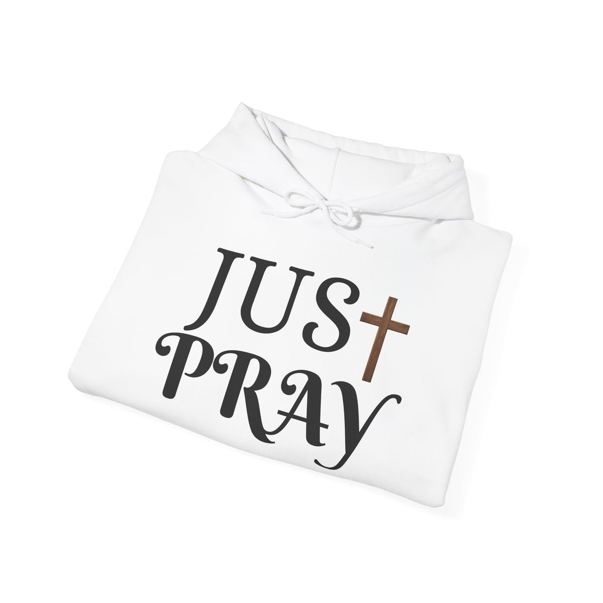 Just Pray Hoodie — Christian Faith Hoodie with Cross & Praying Hands
