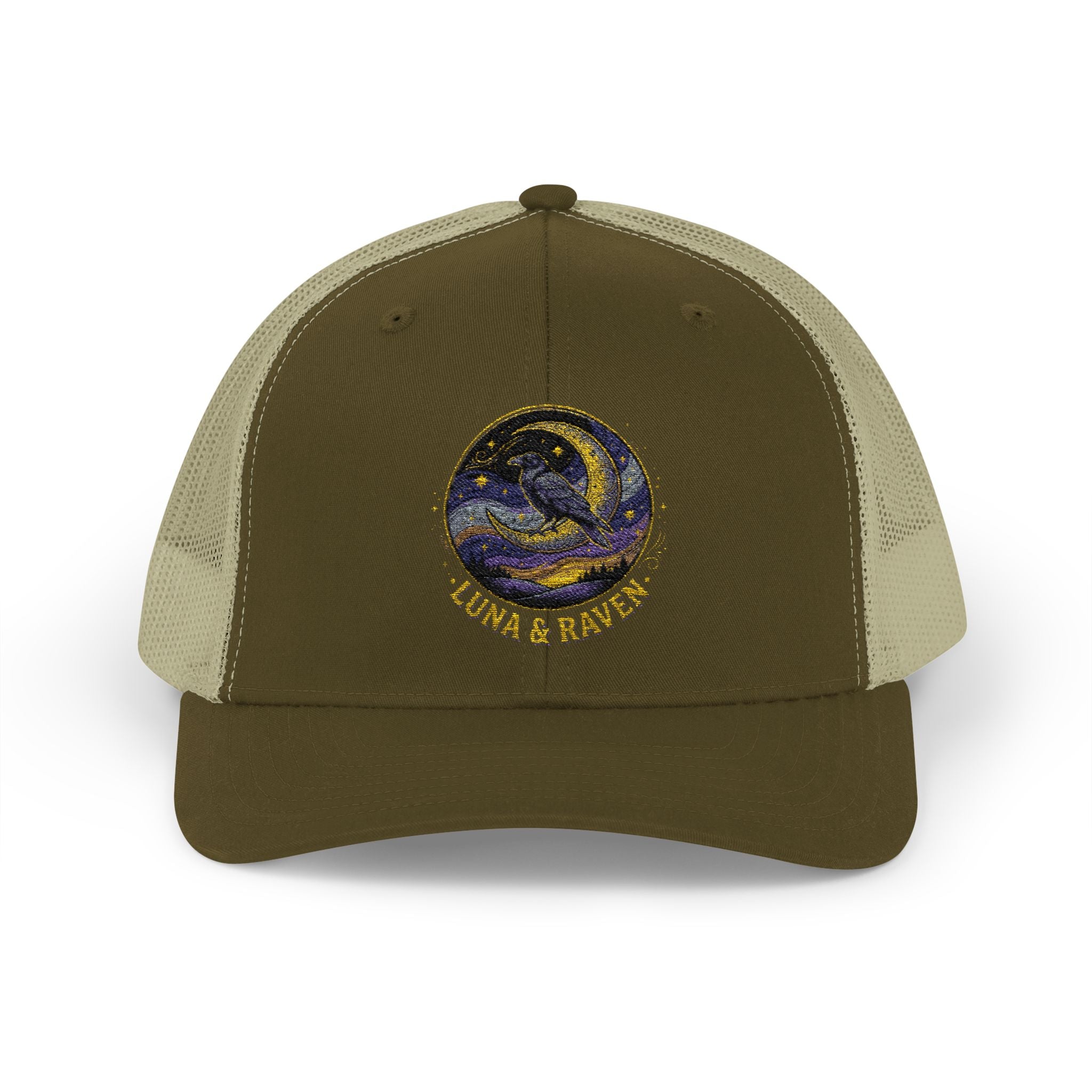 Luna & Raven Trucker Cap — Starry Night Embroidered Snapback
