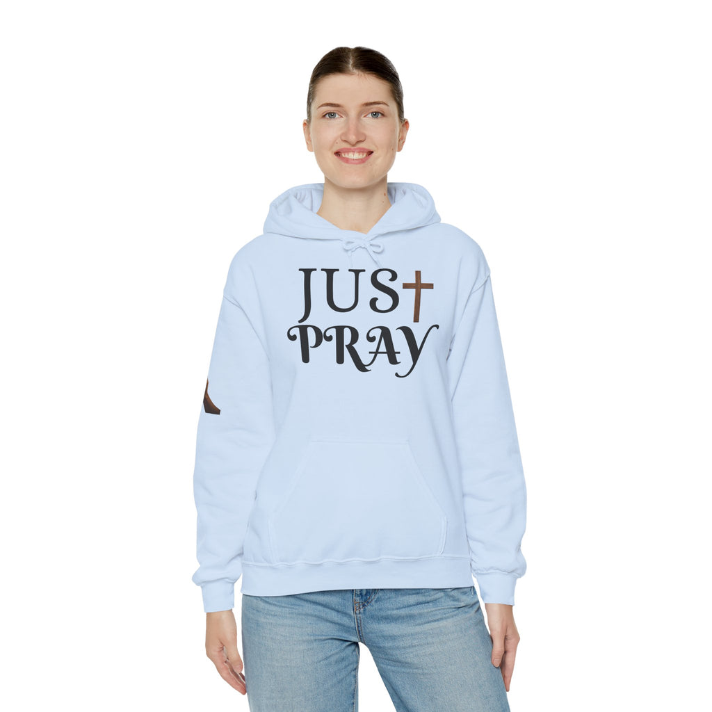 Just Pray Hoodie — Christian Faith Hoodie with Cross & Praying Hands