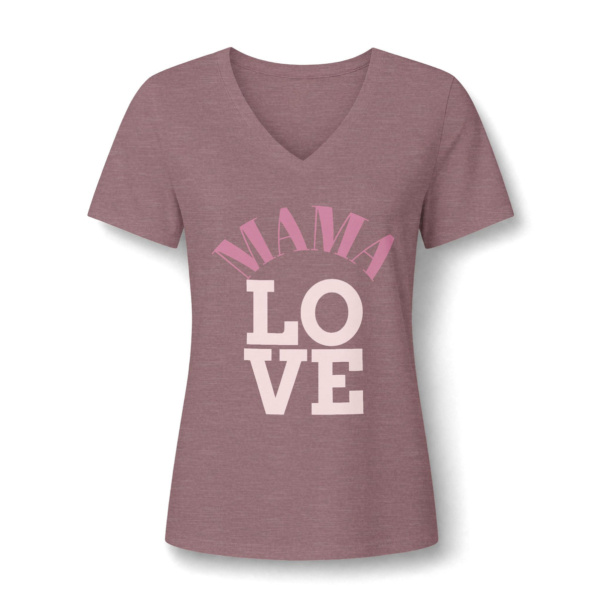 Mama Love V-Neck Tee — Women's Mother's Day Floral Typography Shirt