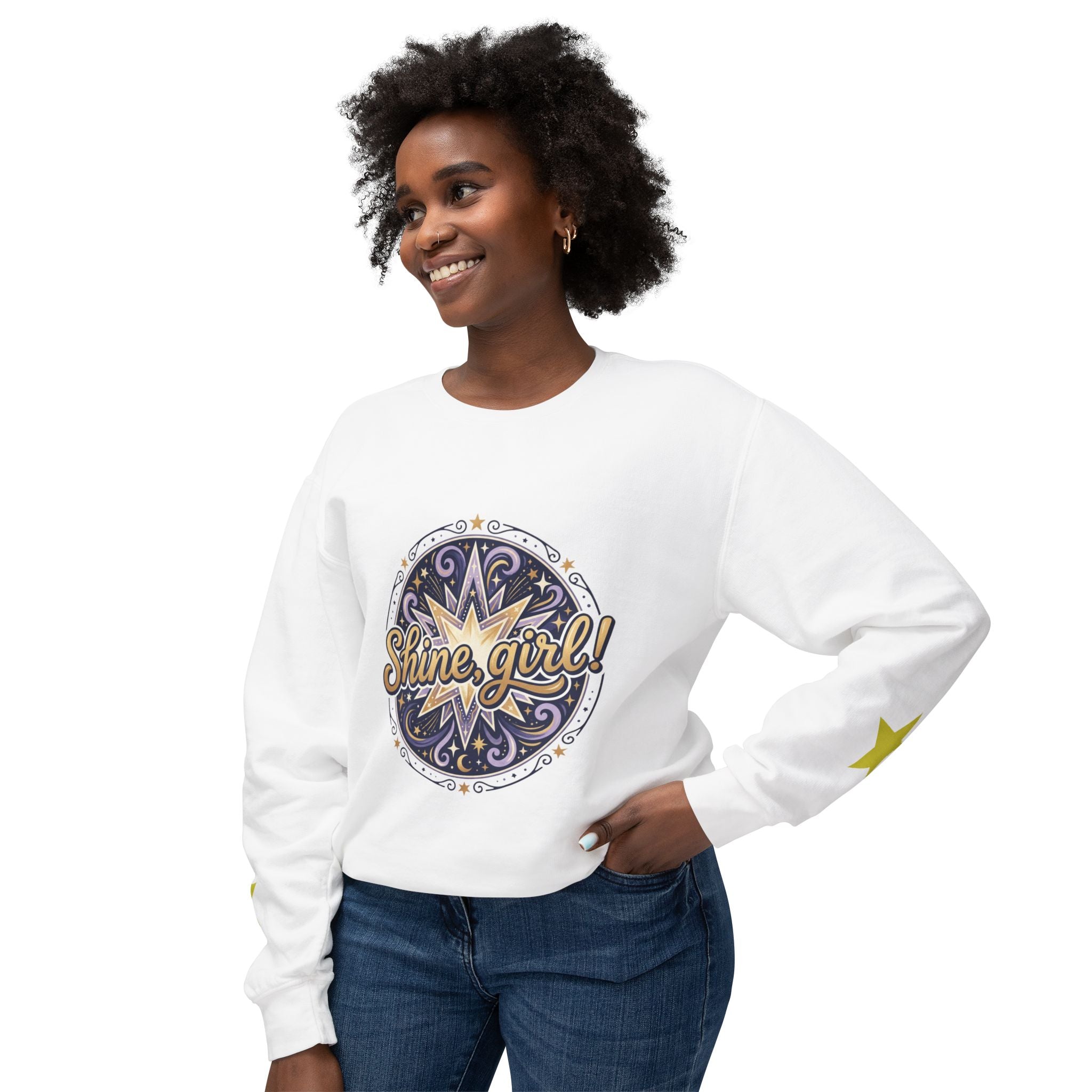 Shine Girl Crewneck Sweatshirt — Retro Star Graphic