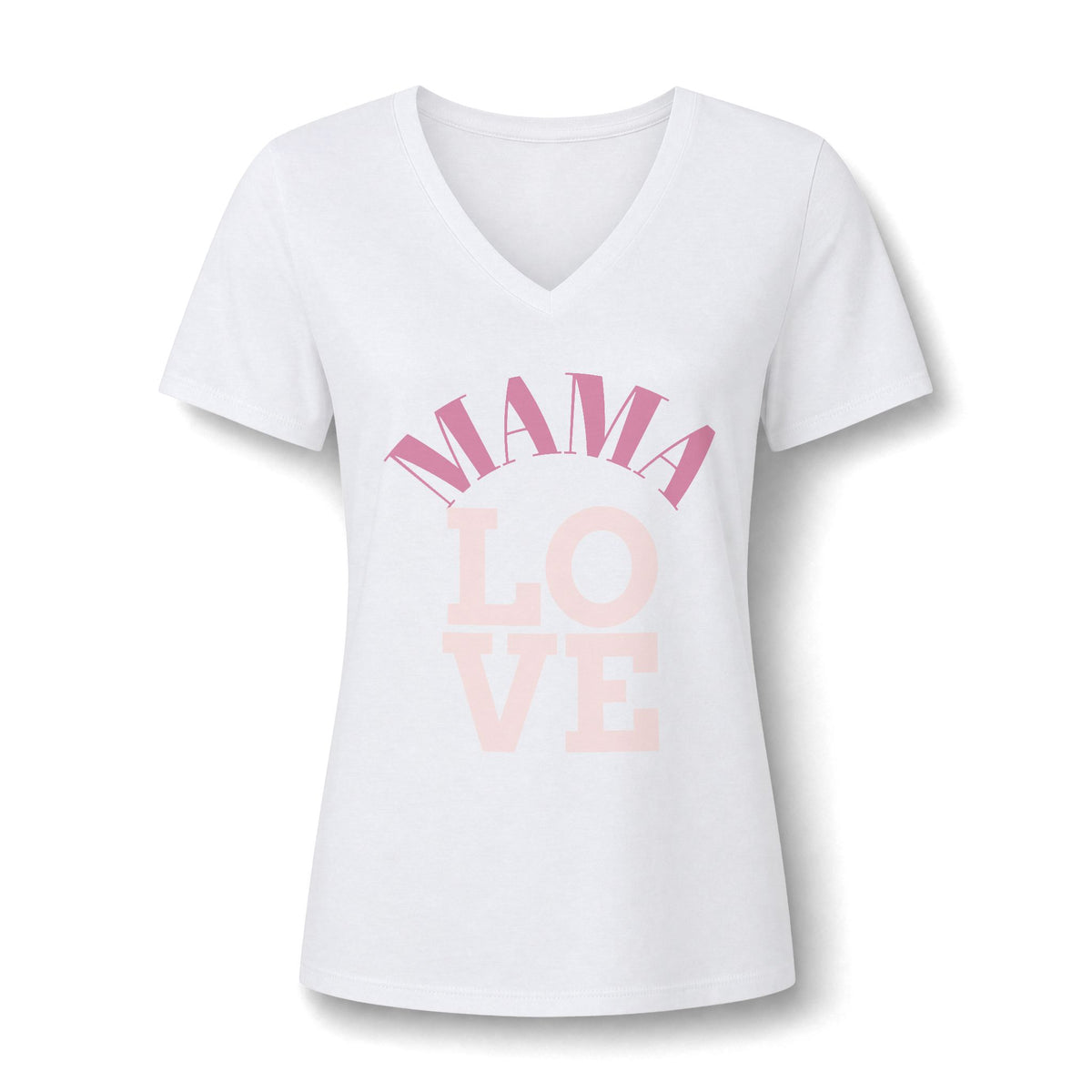 Mama Love V-Neck Tee — Women's Mother's Day Floral Typography Shirt