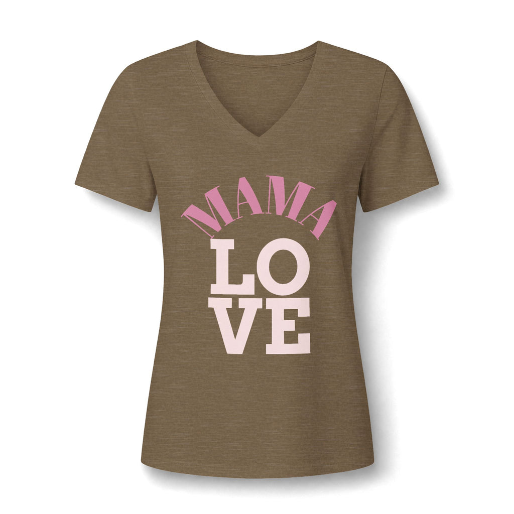 Mama Love V-Neck Tee — Women's Mother's Day Floral Typography Shirt