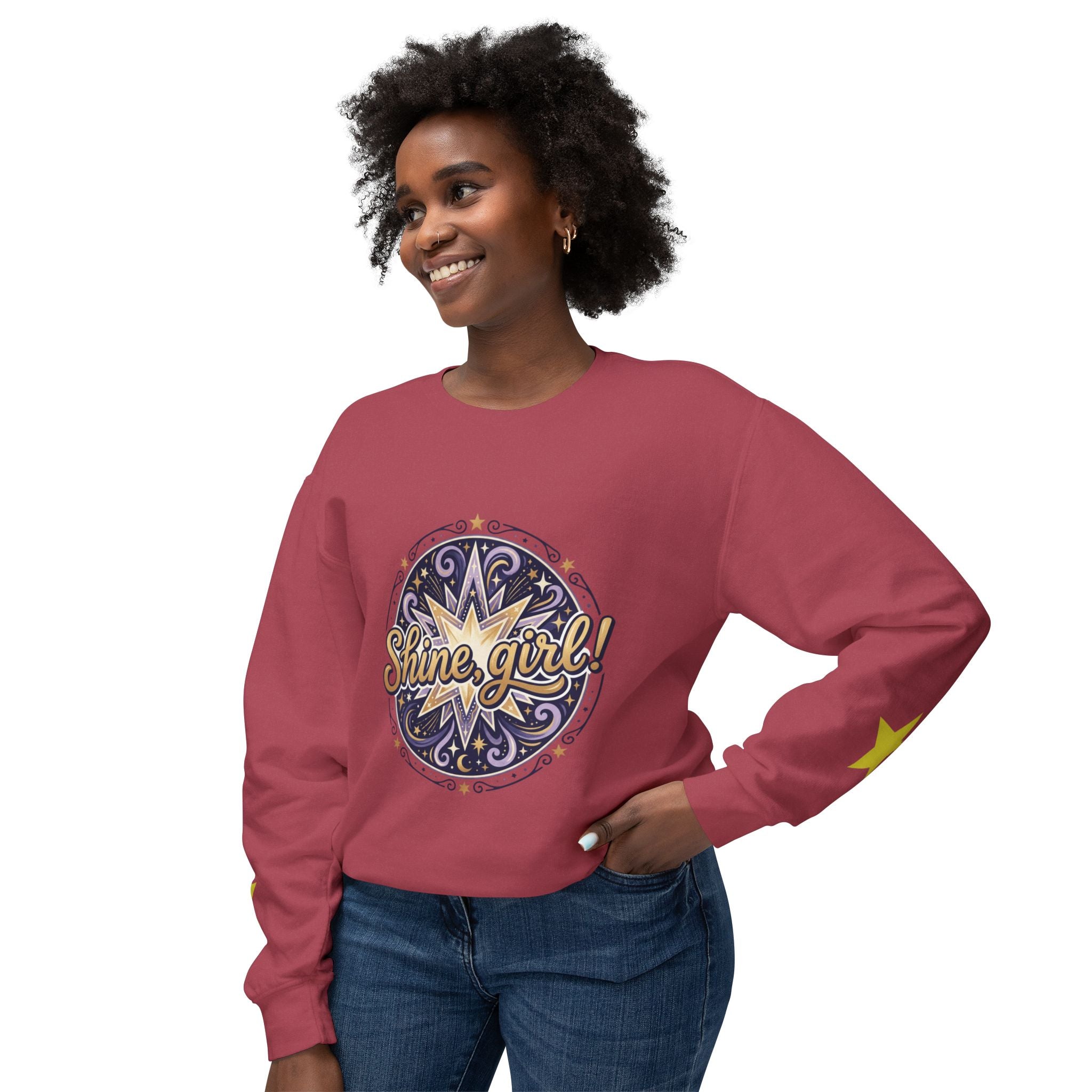Shine Girl Crewneck Sweatshirt — Retro Star Graphic