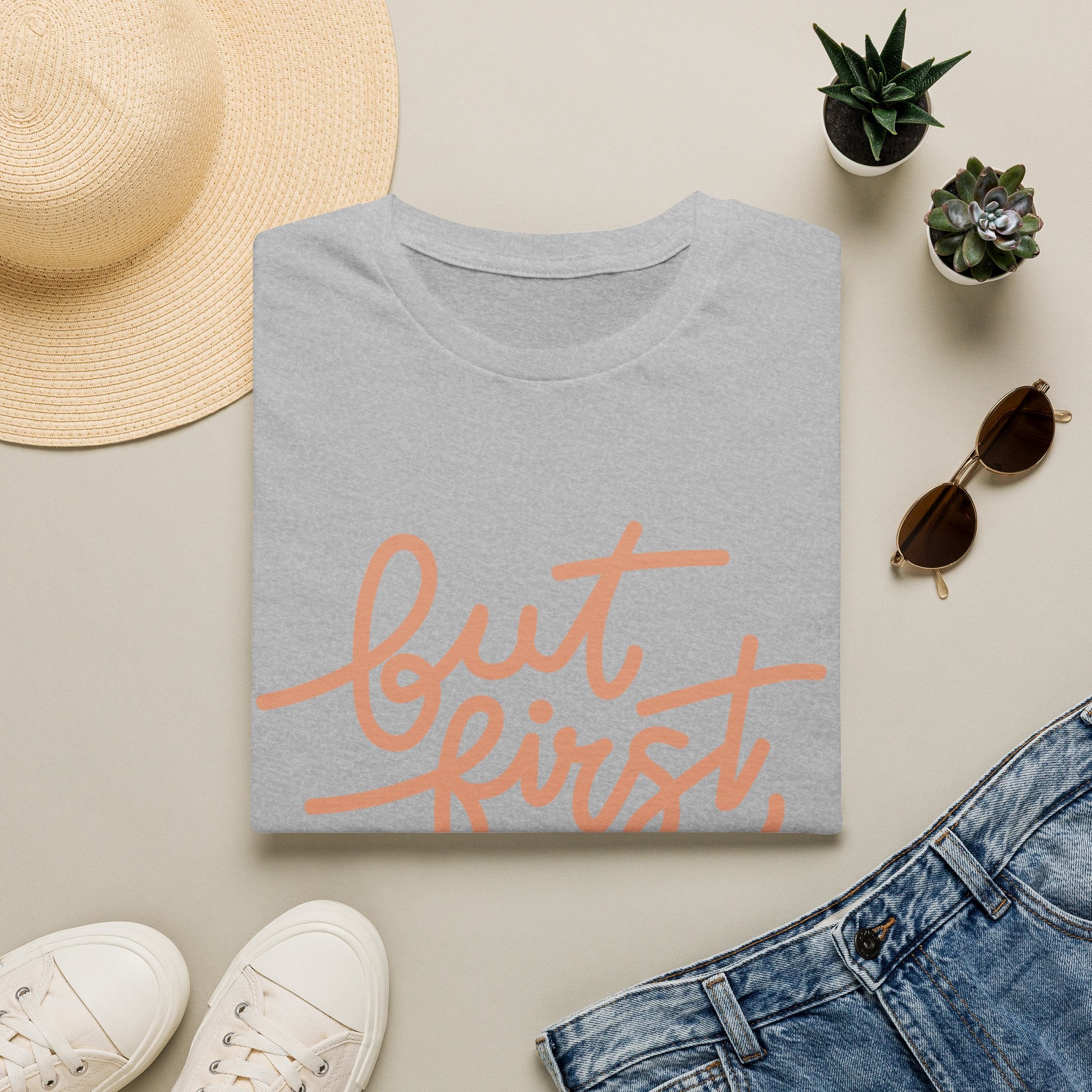 But First Coffee T‑Shirt — 'But First, Coffee' Script Tee for Coffee Lovers