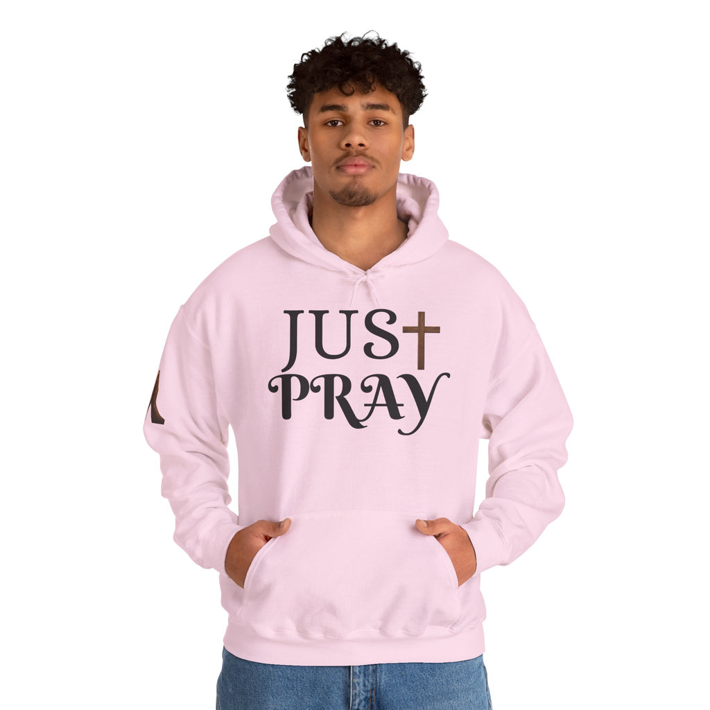 Just Pray Hoodie — Christian Faith Hoodie with Cross & Praying Hands