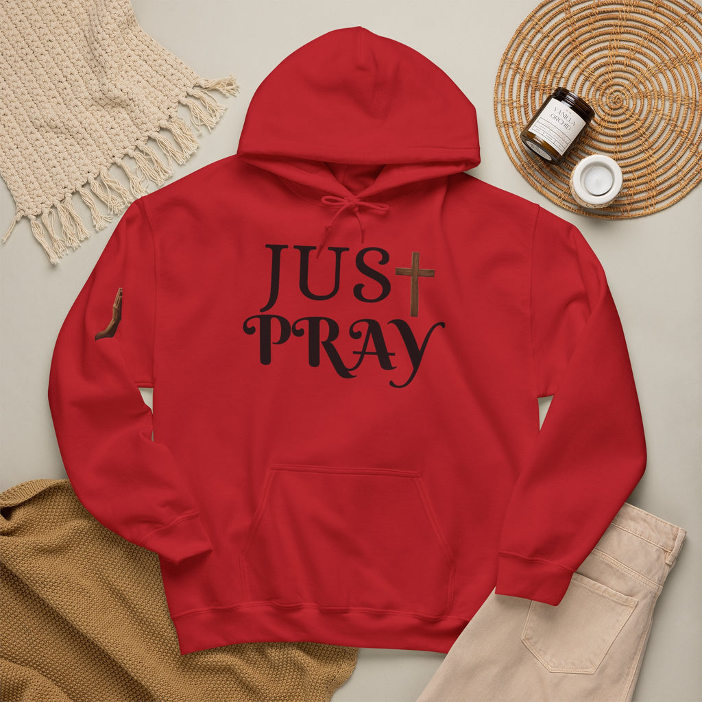 Just Pray Hoodie — Christian Faith Hoodie with Cross & Praying Hands