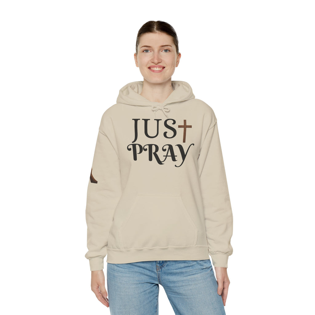 Just Pray Hoodie — Christian Faith Hoodie with Cross & Praying Hands