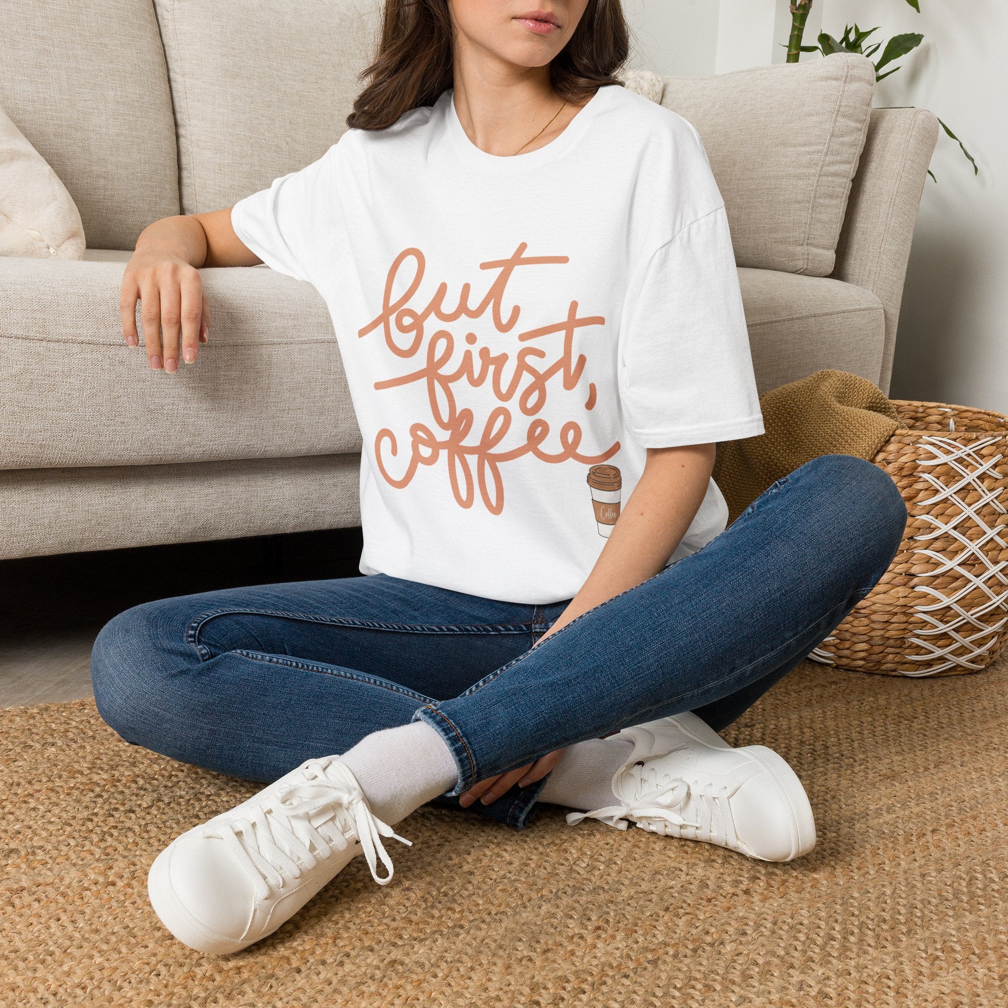 But First Coffee T‑Shirt — 'But First, Coffee' Script Tee for Coffee Lovers