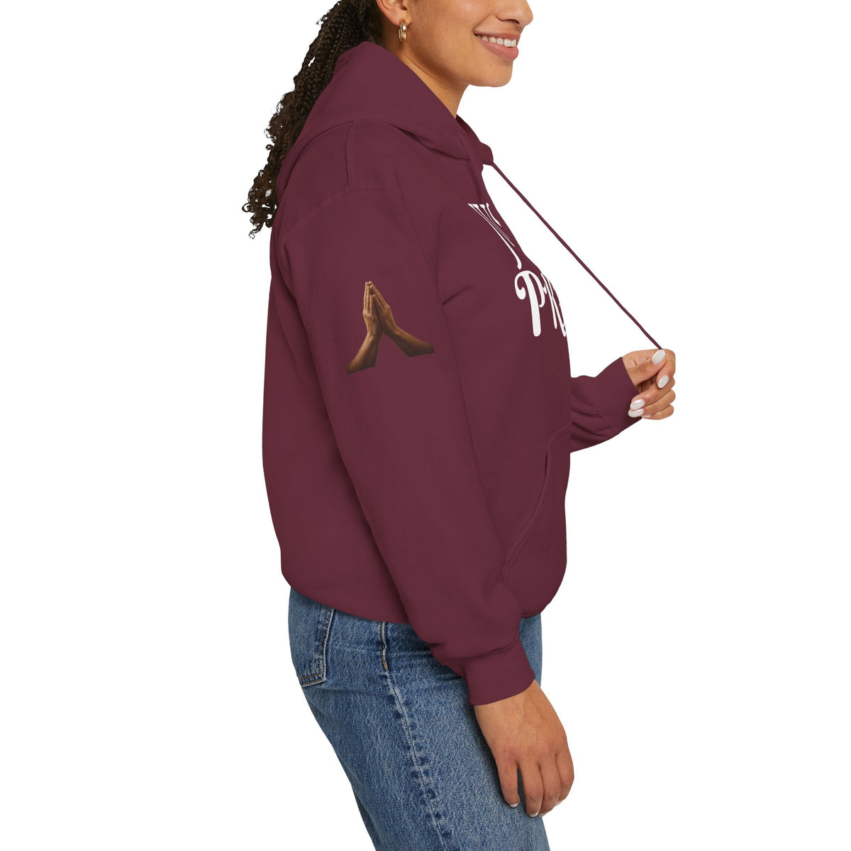 Just Pray Hoodie — Christian Faith Hoodie with Cross & Praying Hands