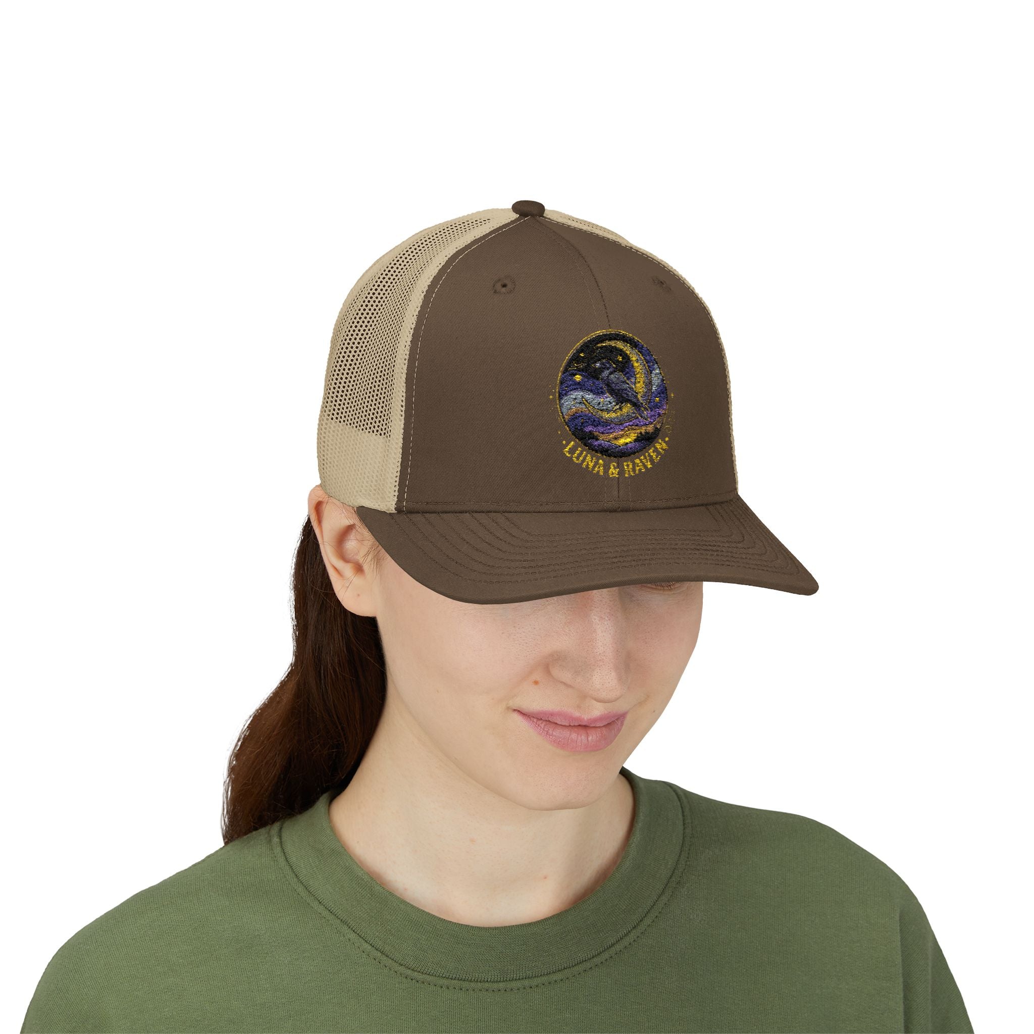 Luna & Raven Trucker Cap — Starry Night Embroidered Snapback