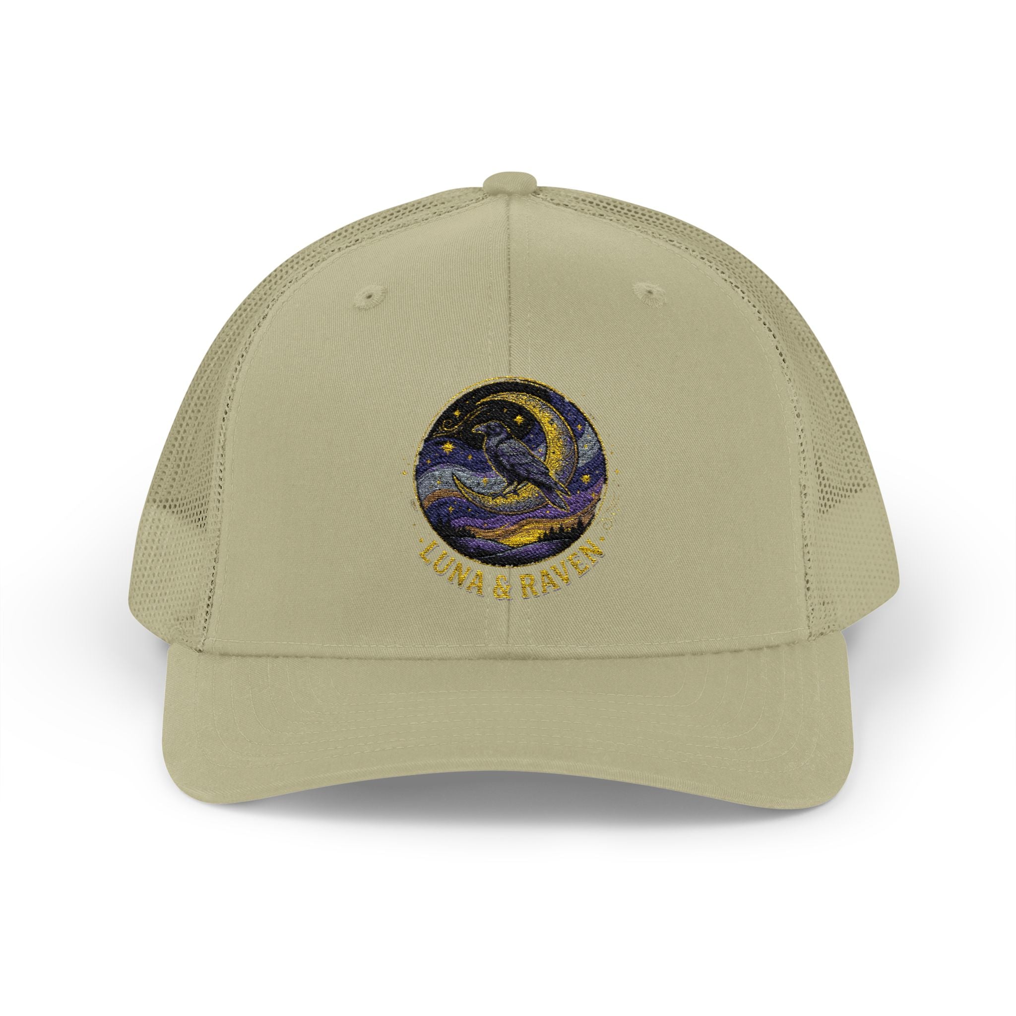 Luna & Raven Trucker Cap — Starry Night Embroidered Snapback
