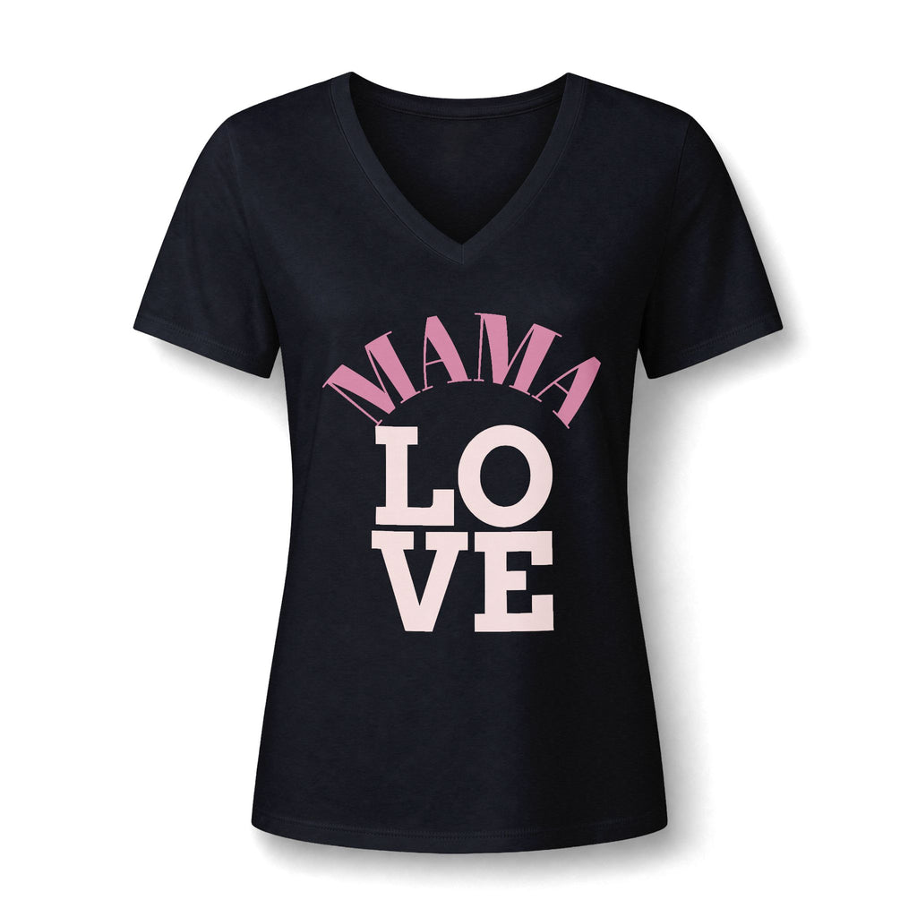 Mama Love V-Neck Tee — Women's Mother's Day Floral Typography Shirt