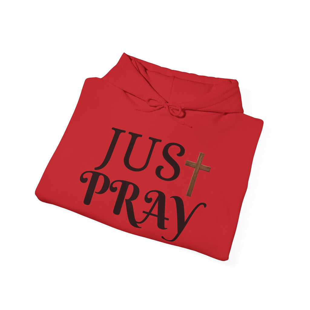 Just Pray Hoodie — Christian Faith Hoodie with Cross & Praying Hands