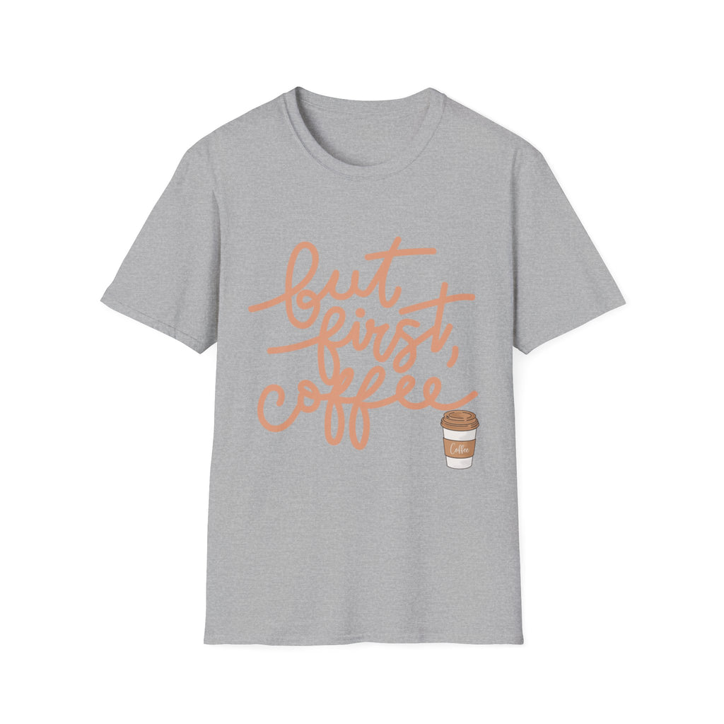 But First Coffee T‑Shirt — 'But First, Coffee' Script Tee for Coffee Lovers