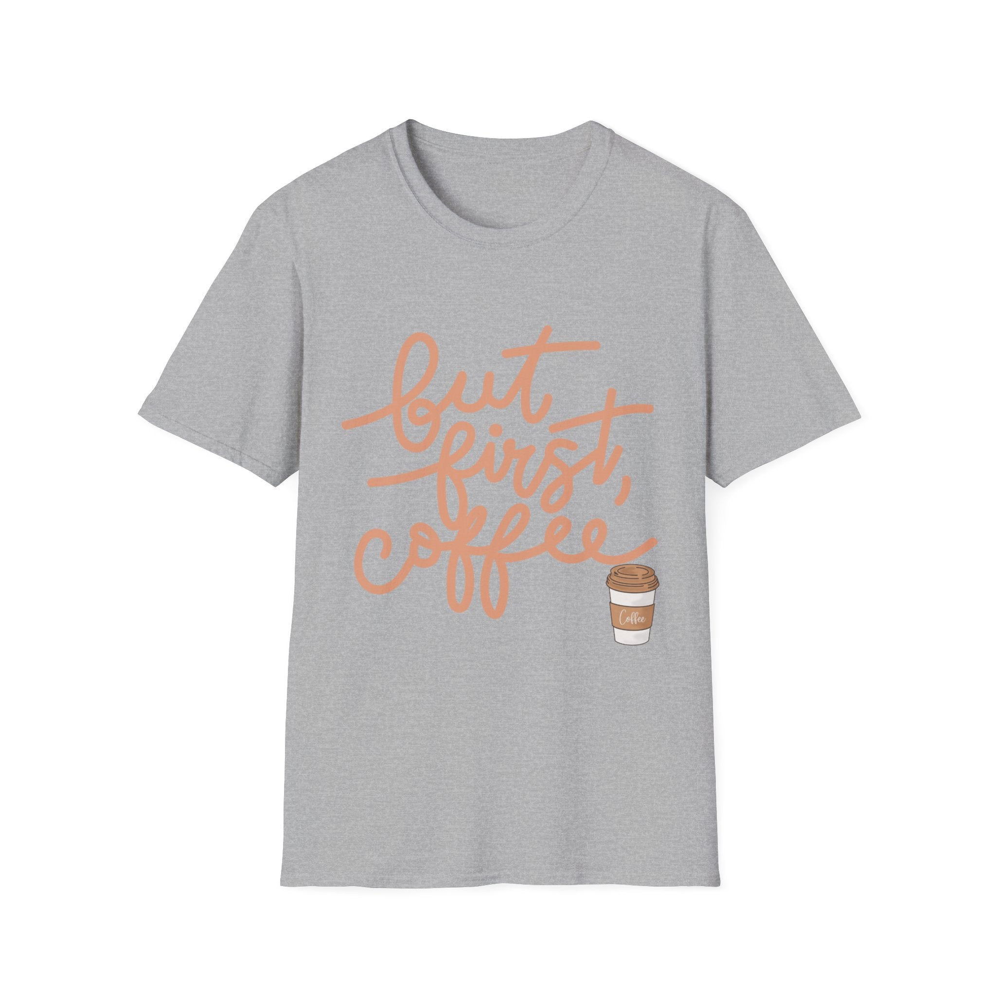 But First Coffee T‑Shirt — 'But First, Coffee' Script Tee for Coffee Lovers
