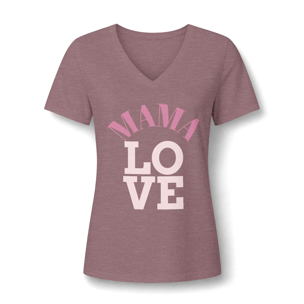 Mama Love V-Neck Tee — Women's Mother's Day Floral Typography Shirt