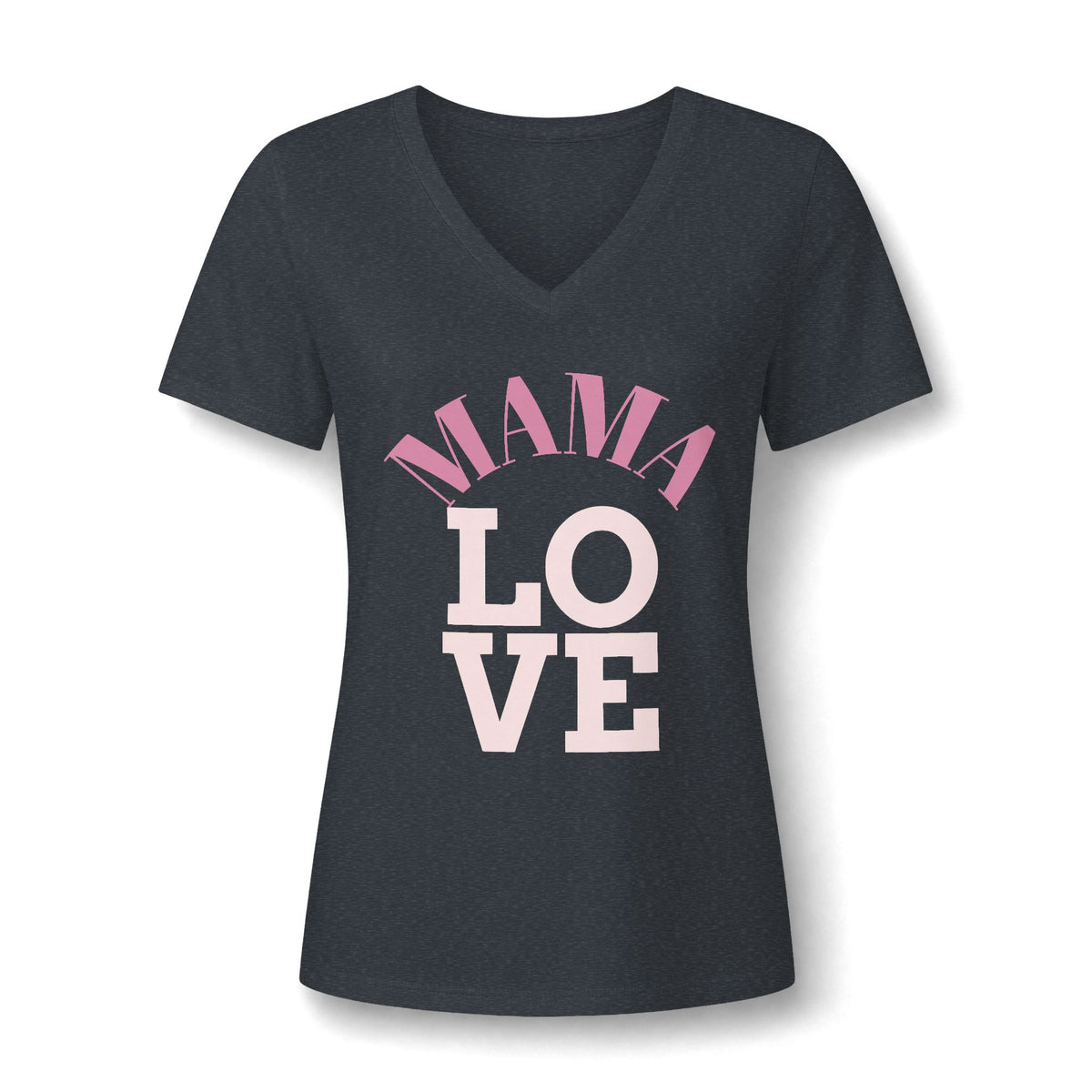 Mama Love V-Neck Tee — Women's Mother's Day Floral Typography Shirt
