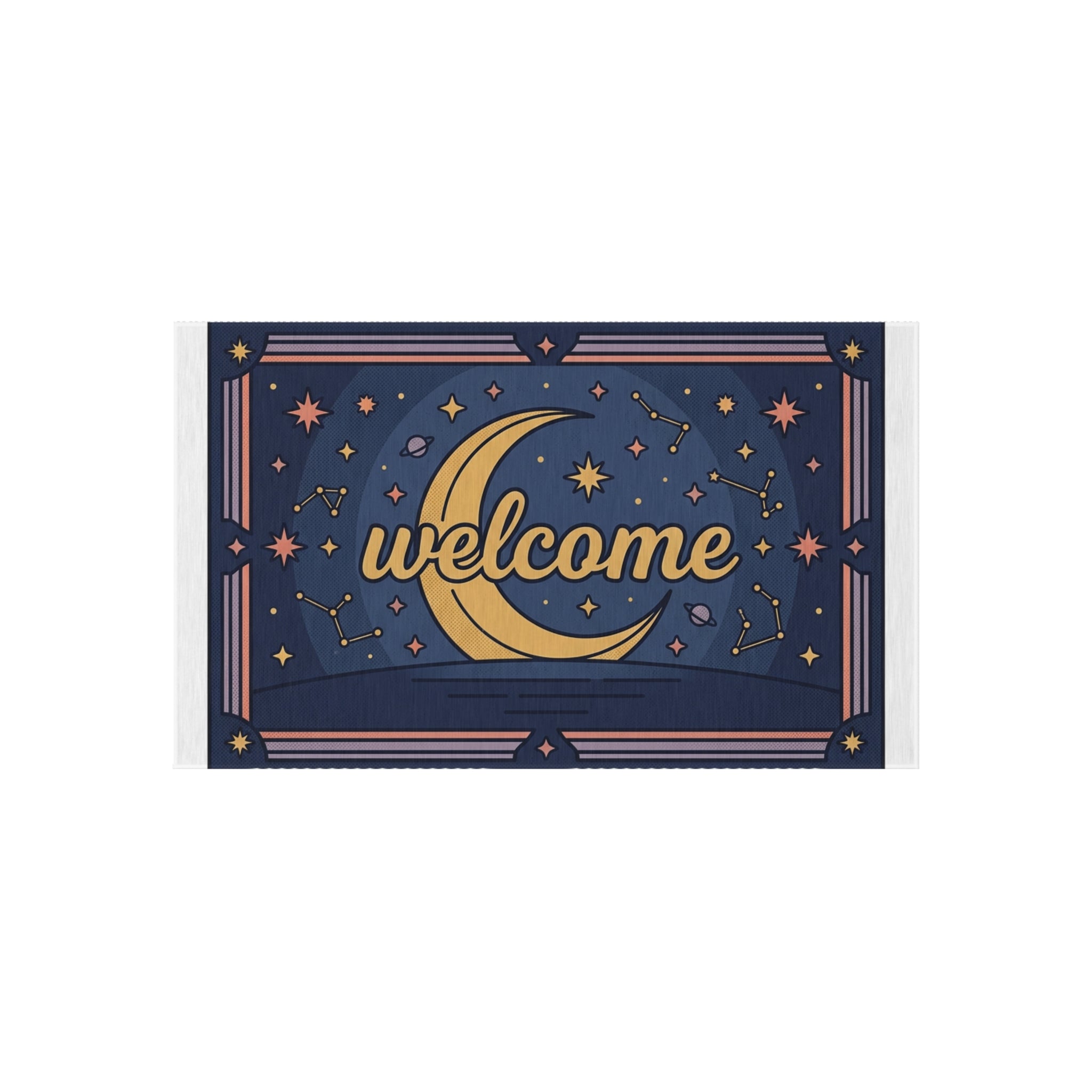 Crescent Moon Welcome Outdoor Rug | Star Constellation Doormat